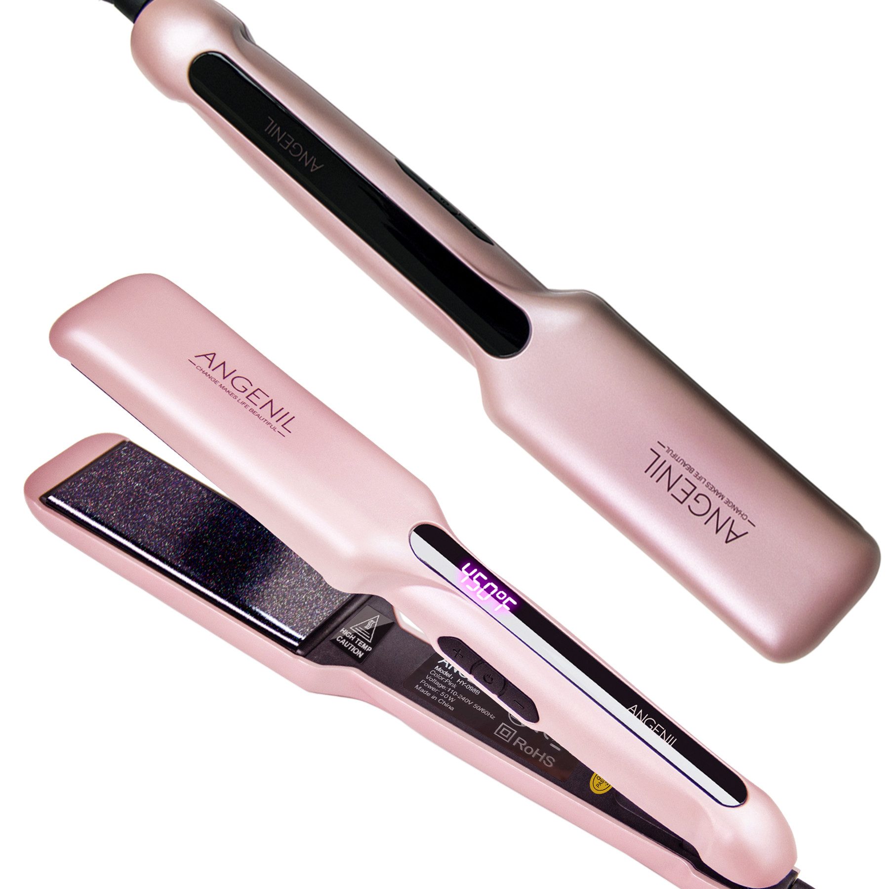 ANGENIL Glätteisen für Locken und Glätten, Haarglätter und Lockenstab 2 in 1, Haar Glätteisen Keramik Ionen Technologie, Glatteisen 1.6" Breite Platten, Hair Iron Straightener Glatte Haare