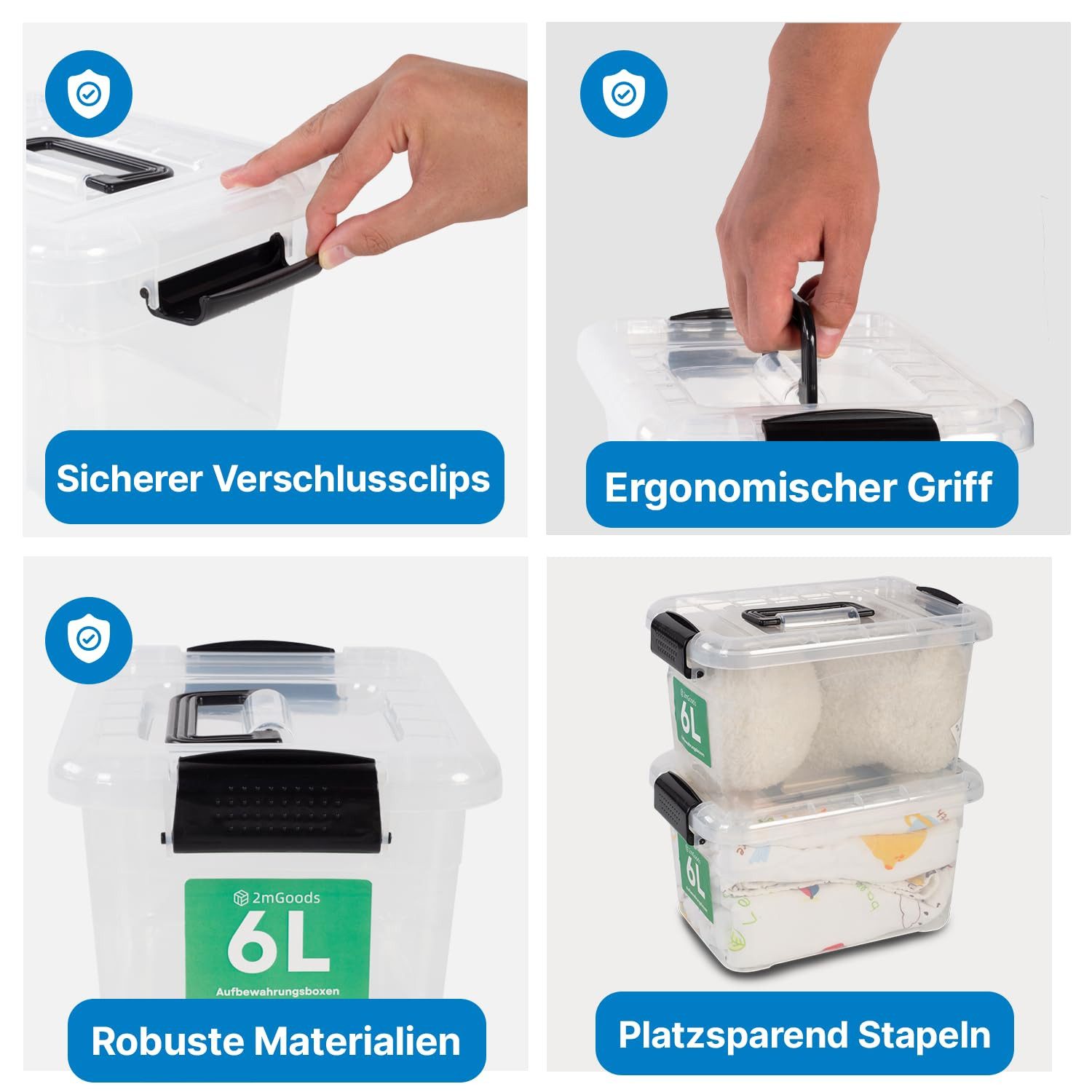 2mGoods Aufbewahrungsbox große Plastikboxen mit Deckel günstig online kaufen