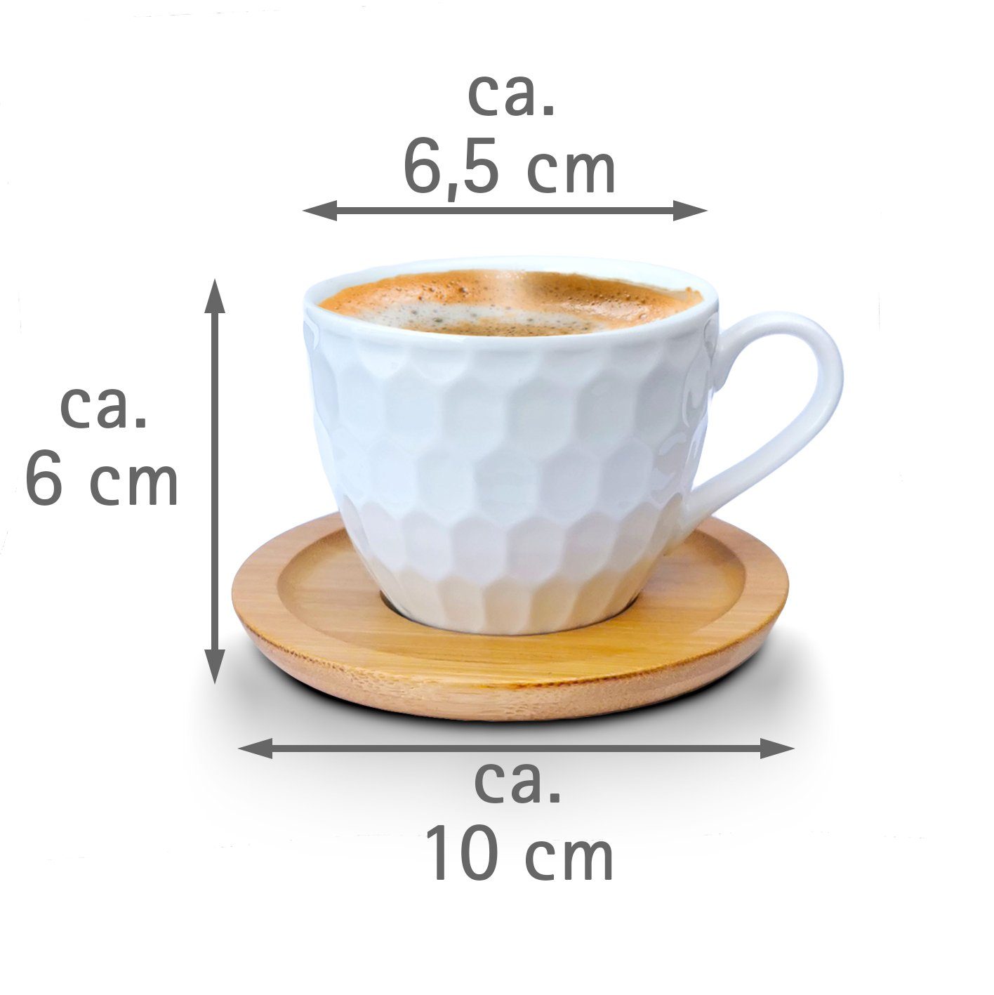 Untertassen 12-Teilig, Porzellan, Set Tassen Melody Teeservice Espressotassen, mit 6er-Set, Untertassen Porzellan mit Kaffeeservice Tasse Mod2