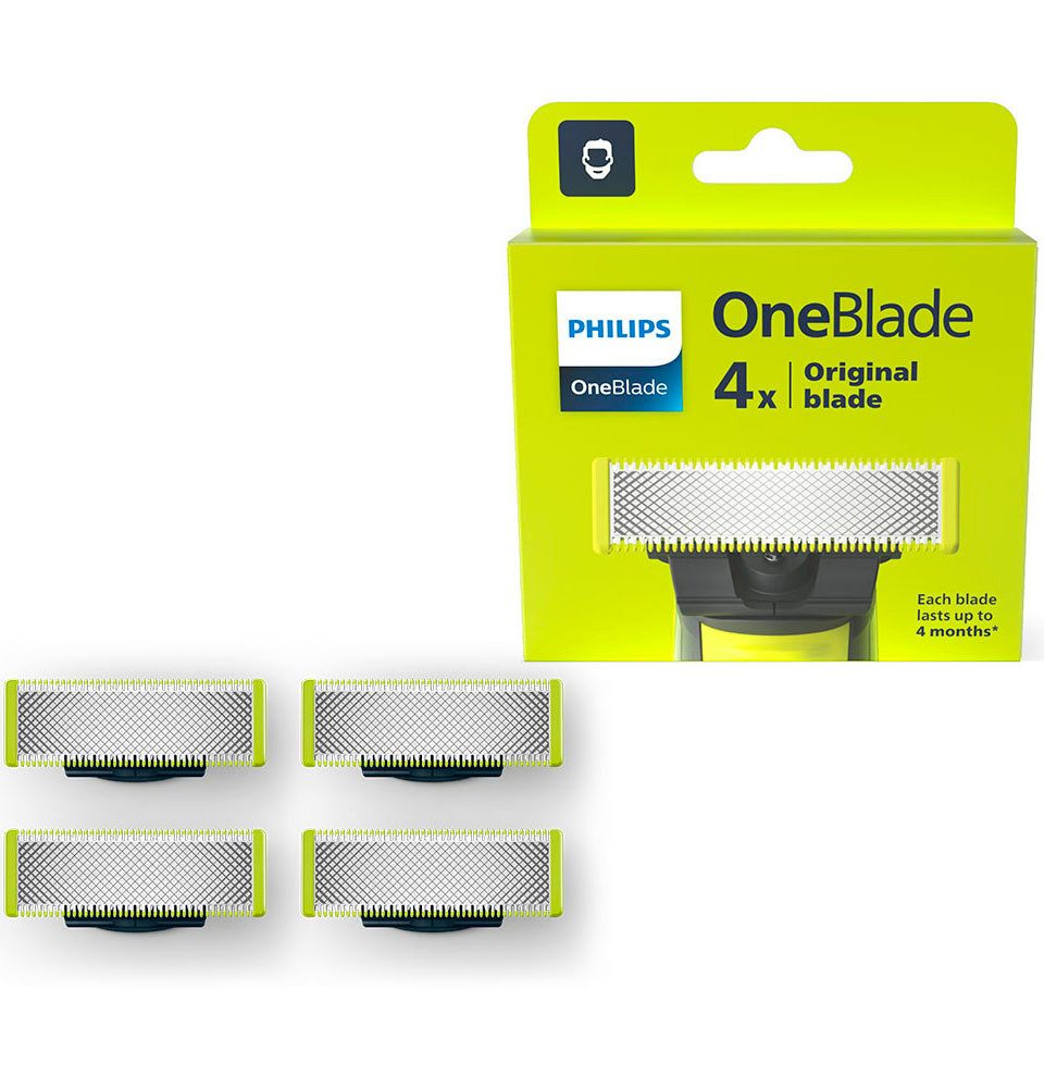 Philips Ersatzscherköpfe OneBlade QP240/50, Set, 4 St., passend für alle OneBlade Handstücke, eine Klinge hält bis zu 4 Monate