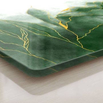 DEQORI Schneidebrett 'Grüner Wasserfarbverlauf', Glas, Platte Frühstücksbrett Schneideplatte
