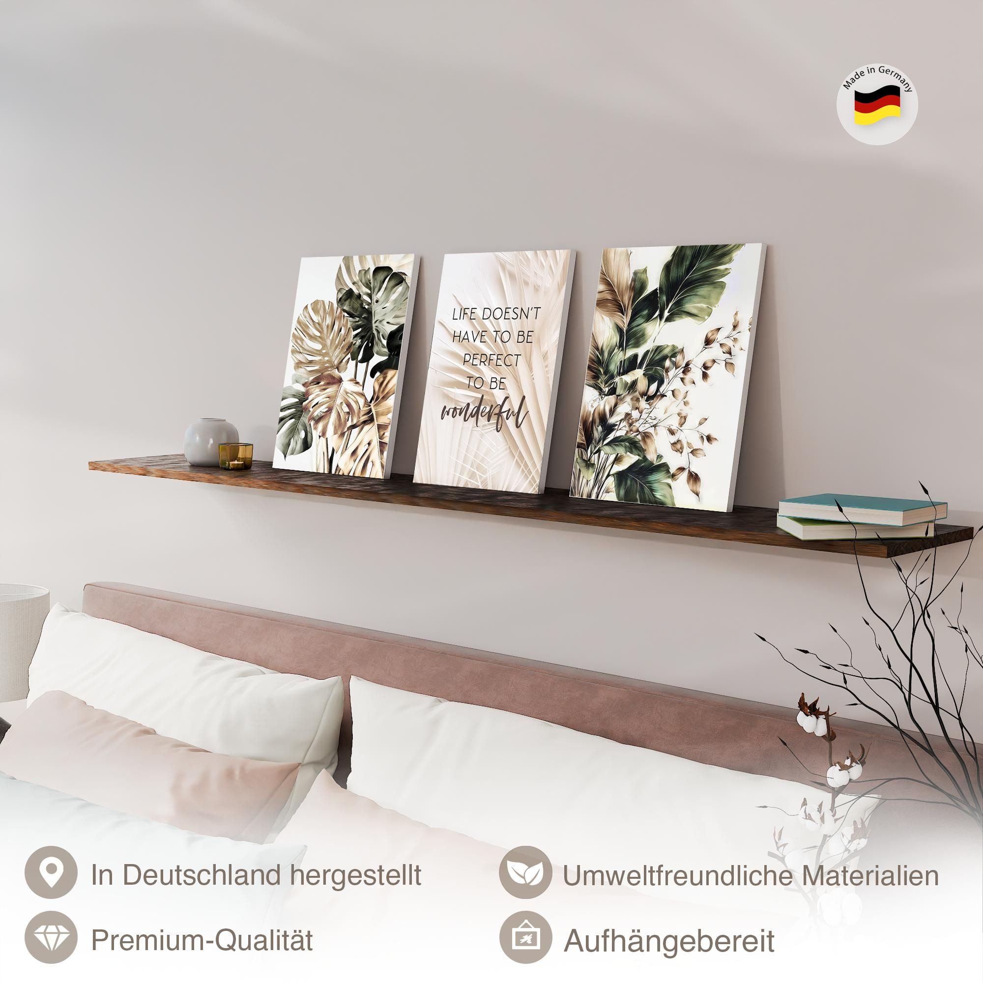 Novart Wandbild Boho Abstrakt Wohnzimmer Schlafzimmer Dekoration Kunstdruck, Blätter – Bild 3 von 5