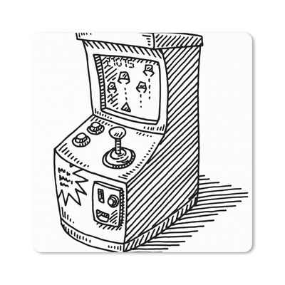 MuchoWow Gaming Mauspad Arcade - Spiel - Retro - Illustration (1-St), Gaming, Rutschfester Unterseite, Mausunterlage, 80x80 cm, XXL, Großes