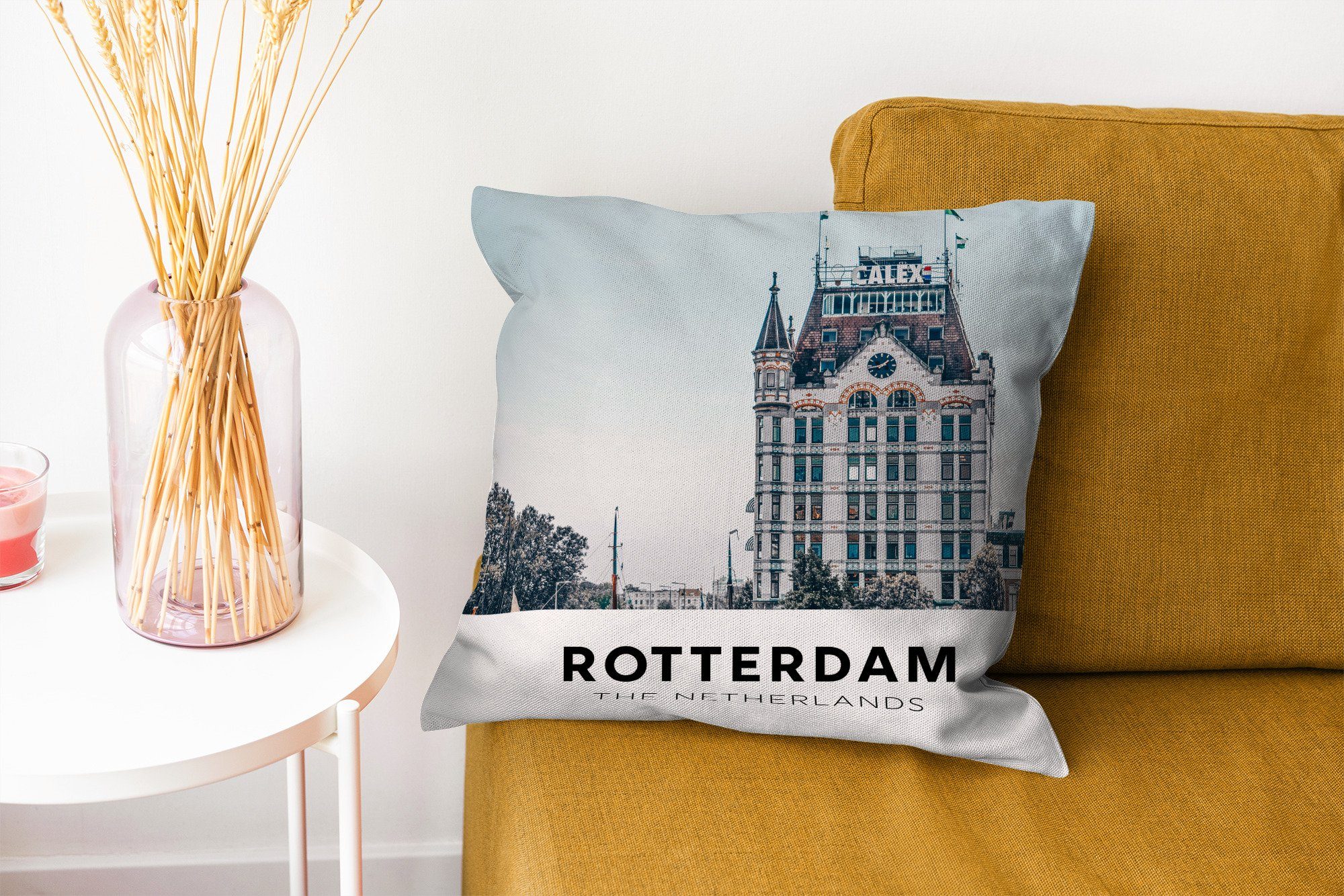 Schlafzimmer, Dekokissen mit Niederlande Zierkissen Deko, - Wohzimmer, - Füllung für Rotterdam MuchoWow Architektur, Sofakissen