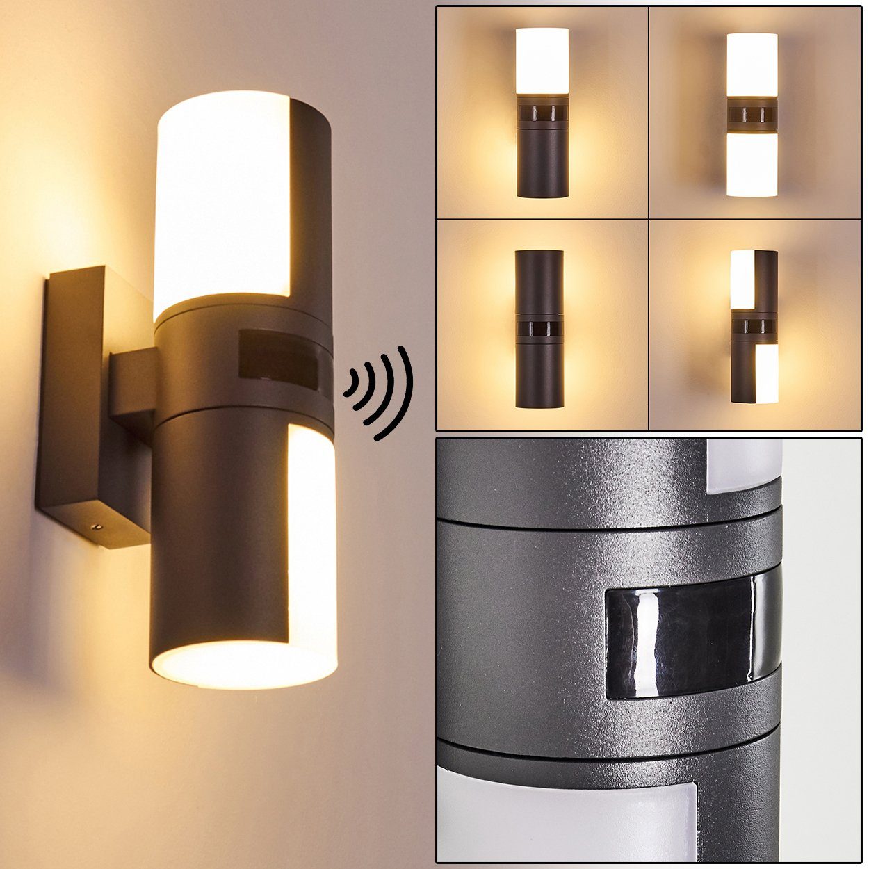 Wand-Lampe LED Hof Außen-Beleuchtung Haus-Tür Leuchte mit Bewegungsmelder Sensor 