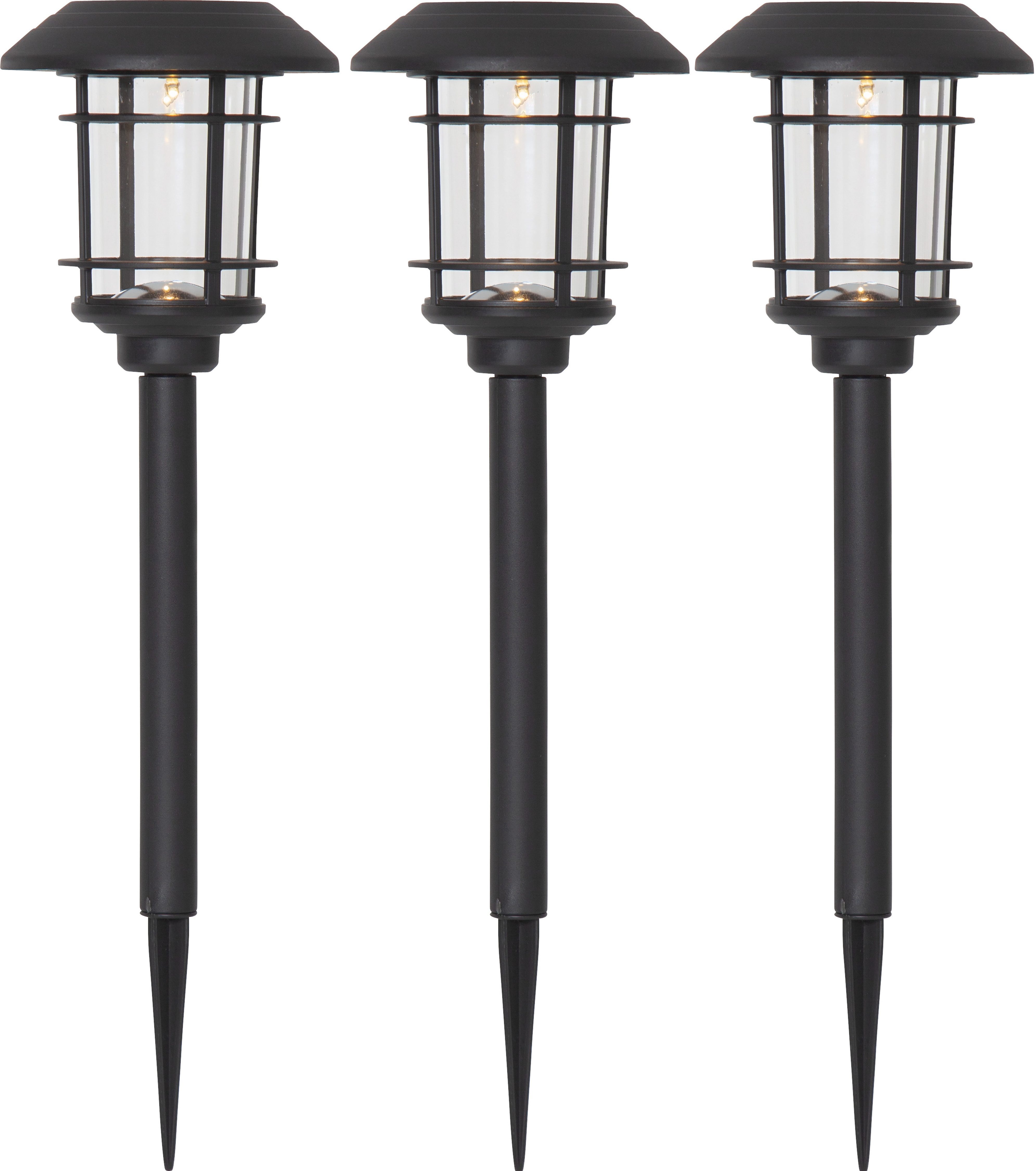 STAR TRADING LED Solarleuchte Solar-Wegleuchte Fride, Tageslichtsensor, LED fest integriert, Warmweiß, 3er-Set, Dämmerungssensor, Bollard-Optik