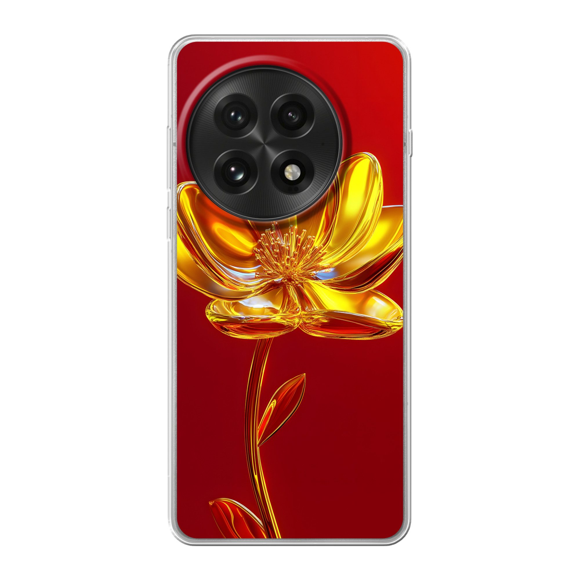 MuchoWow Handyhülle für OnePlus 13 Blume - Gold - Gläser, Phone Case, Silikon, Schutzhülle Dünn