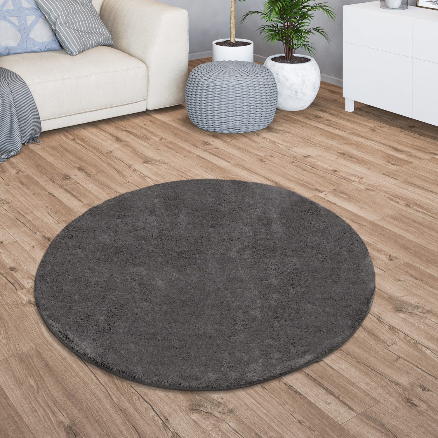 TT Home Teppich Diele, Esszimmer, Flur, Schlafzimmer, Wohnzimmer, Rund, Höhe: 14 mm, Wohnzimmer Kurzflor Einfarbig Modernes Design Waschbar