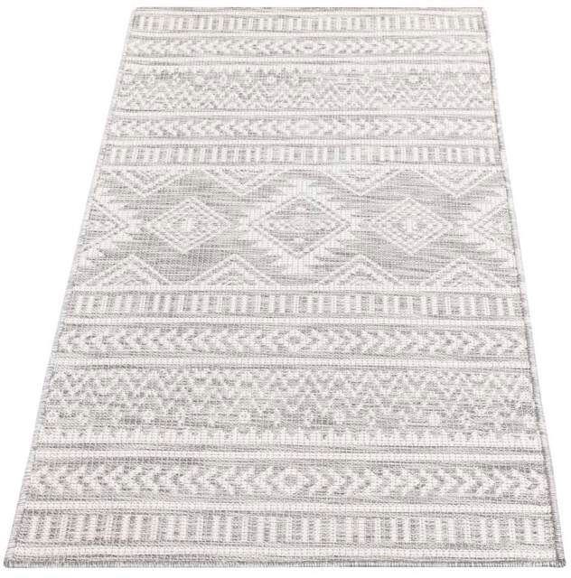 Teppich Palm, Carpet City, rechteckig, Höhe: 5 mm, Wetterfest & UV-beständig, für Balkon, Terrasse, Küche, flach gewebt grau