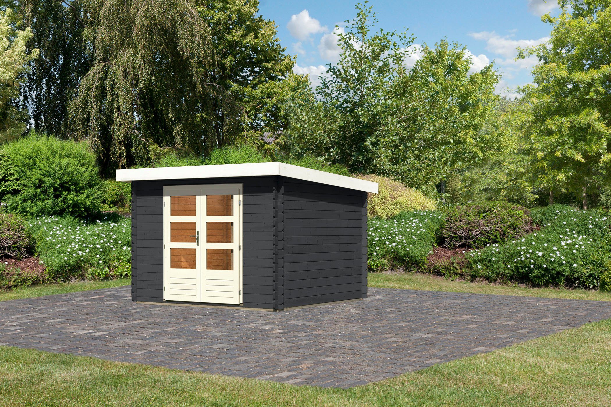 Karibu Gartenhaus Schloßsee 5, BxT 315x333 cm, (Set), mit Fußboden im Haus