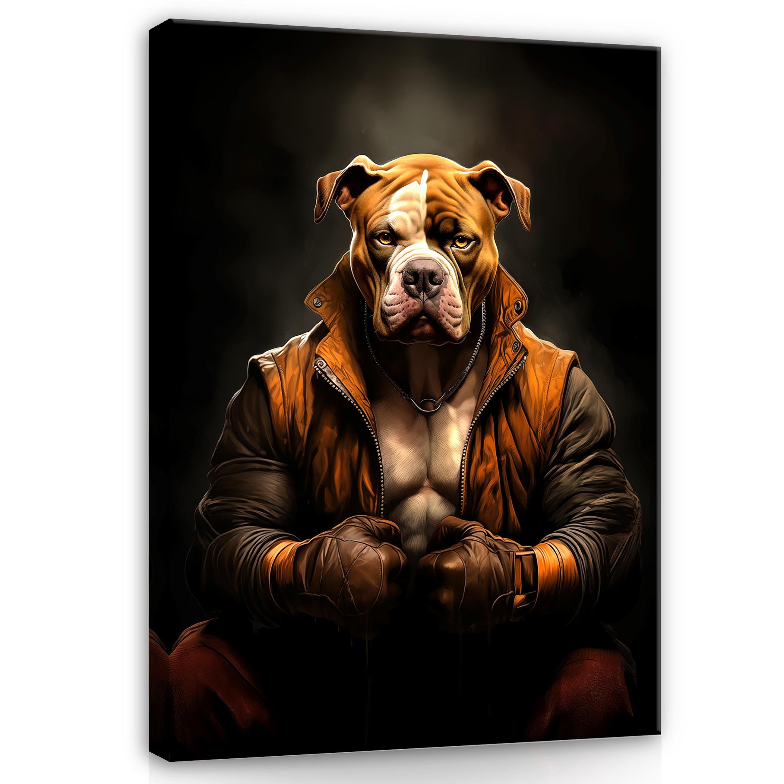 Wallarena Leinwandbild Hund Tiere - Schwarz - Modern - Hochformat - Schlafzimmer, Hund, 30x40x2cm