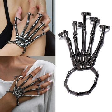 Avisto Armband mit Gravur unk-Finger-Ring-Link-Armband, Halloween Armband für Frauen