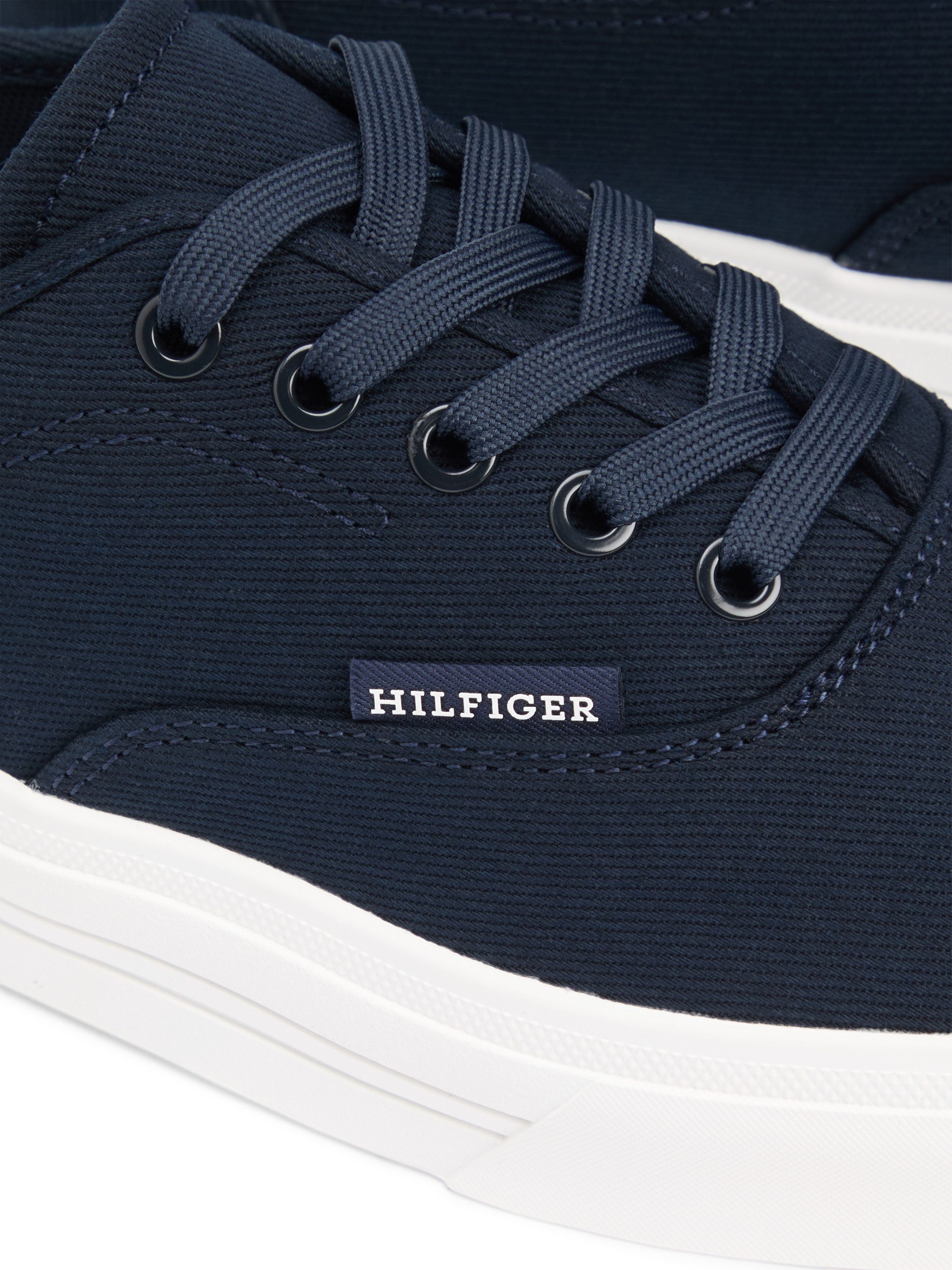 Tommy Hilfiger TH VULC CUP CVS Sneaker Freizeitschuh, Halbschuh, Schnürschuh mit Kontrastbesatz an der Ferse