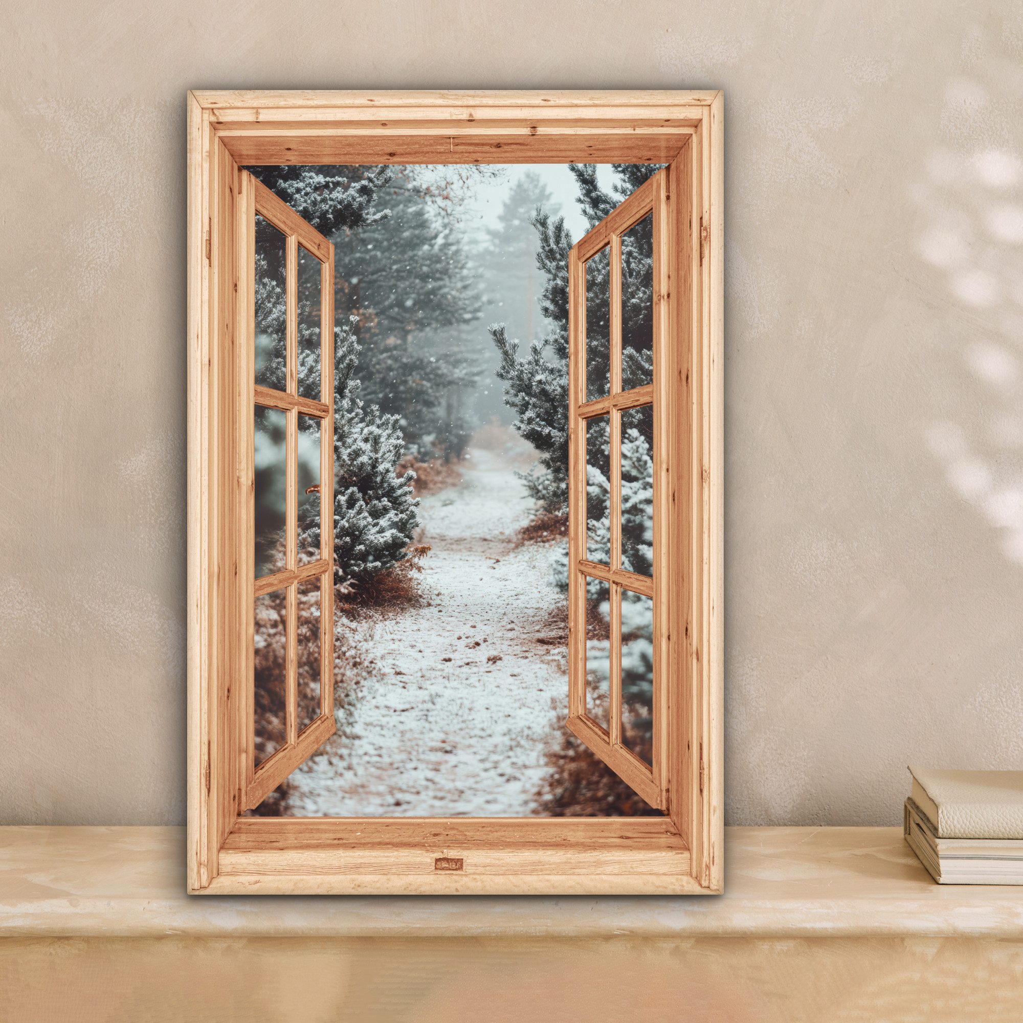 OneMillionCanvasses® Leinwandbild Wald - Winter - Bäume - Natur - Weg - Aus günstig online kaufen