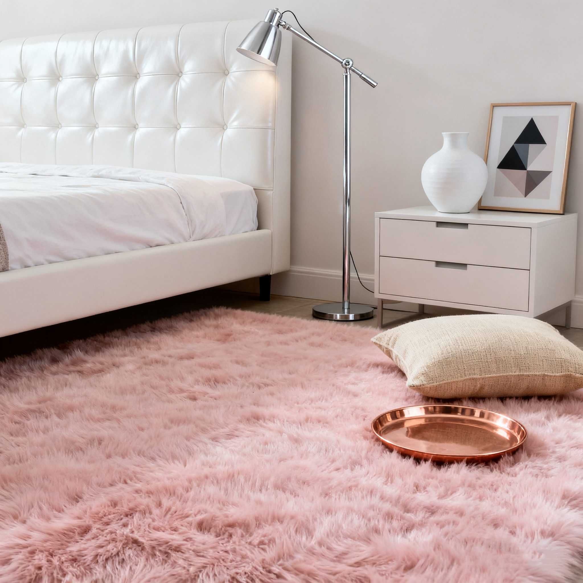 BTTO Teppich Kunstfell Teppich,Flauschiger Teppich Wohnzimmer,Uni-Farben, 40*60cm, Rechteckig