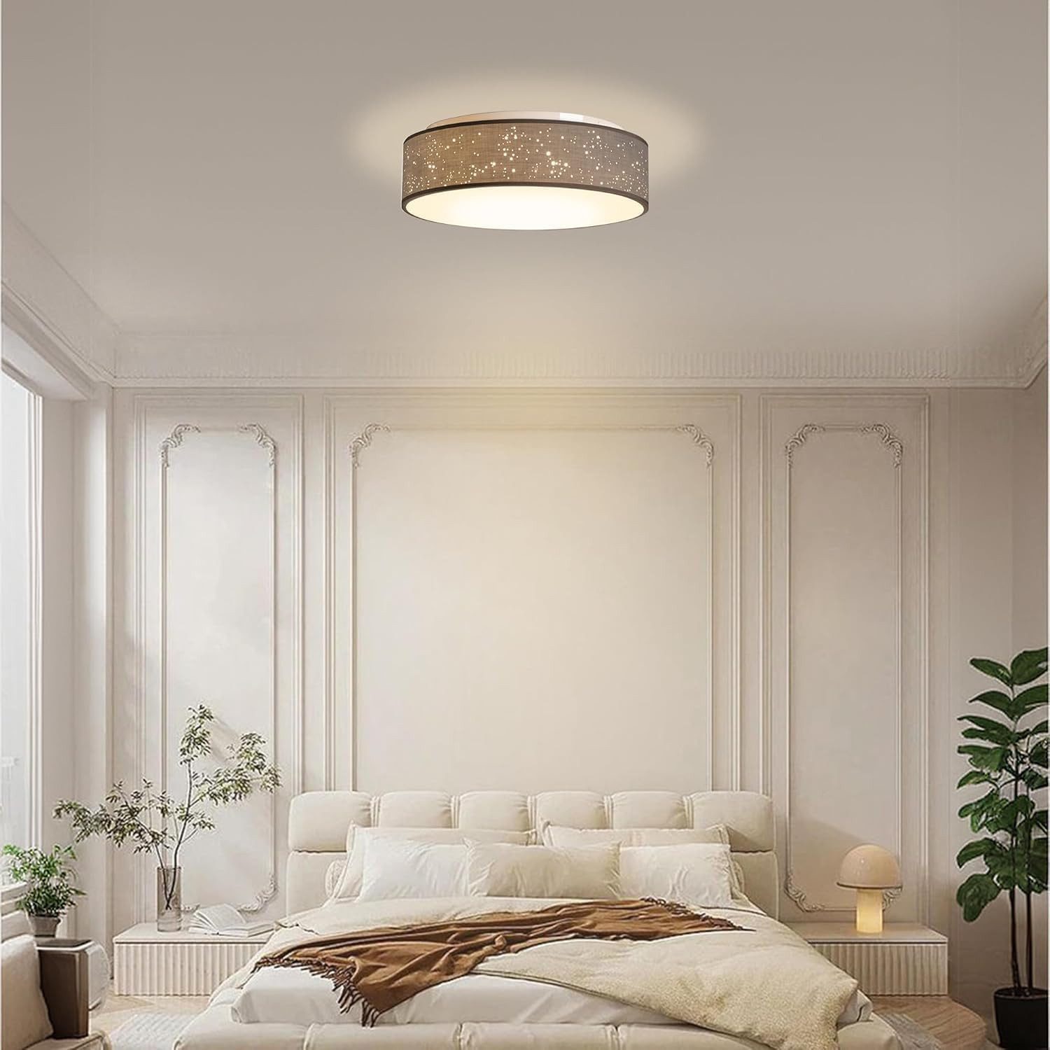 Zedelmaier Lampenschirm Deckenleuchte Deckenlampe Stoff mit Sterne Kinderzimmerlampe, ohne Leuchtmittel, für Kinderzimmer Schlafzimmer Wohnzimmer Flur