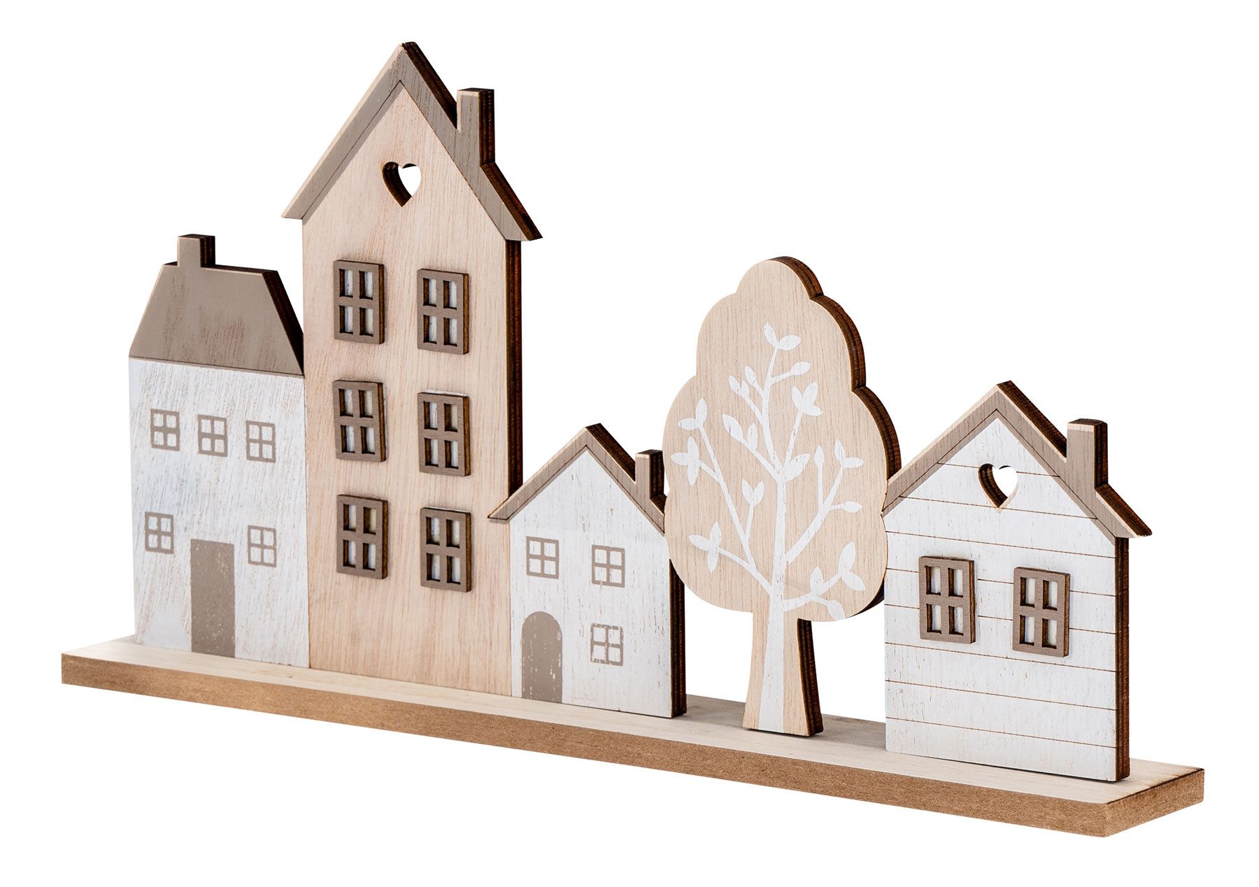 Levandeo® Dekoobjekt, Deko Aufsteller Haus L30cm Natur Braun MDF Holz Häuser Tischdeko