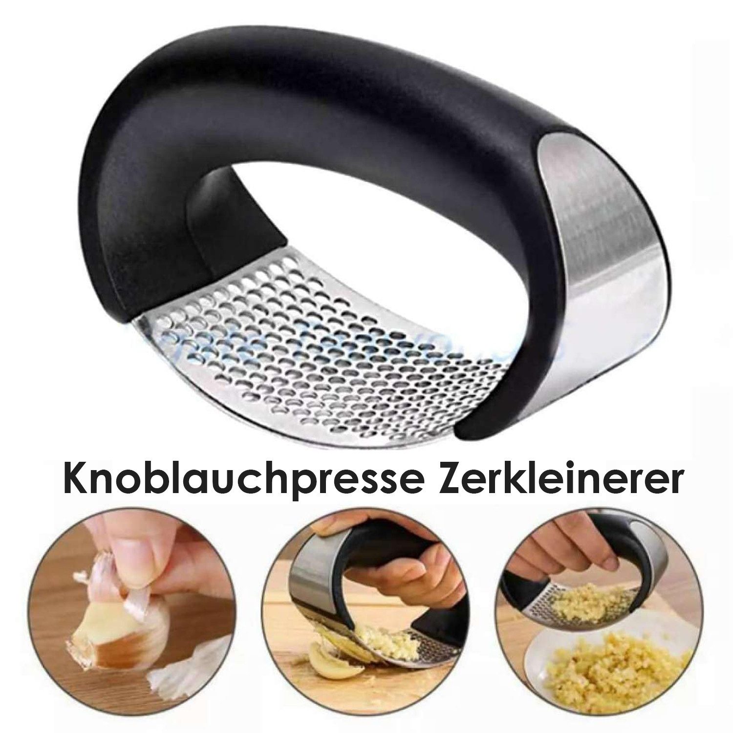 MOPUEA Knoblauchpresse Edelstahl Knoblauchpresse mit Schäler Set Rostfrei (1 St), Nimmt Haare und Fussel schnell und zuverlässig auf. – Bild 2 von 5