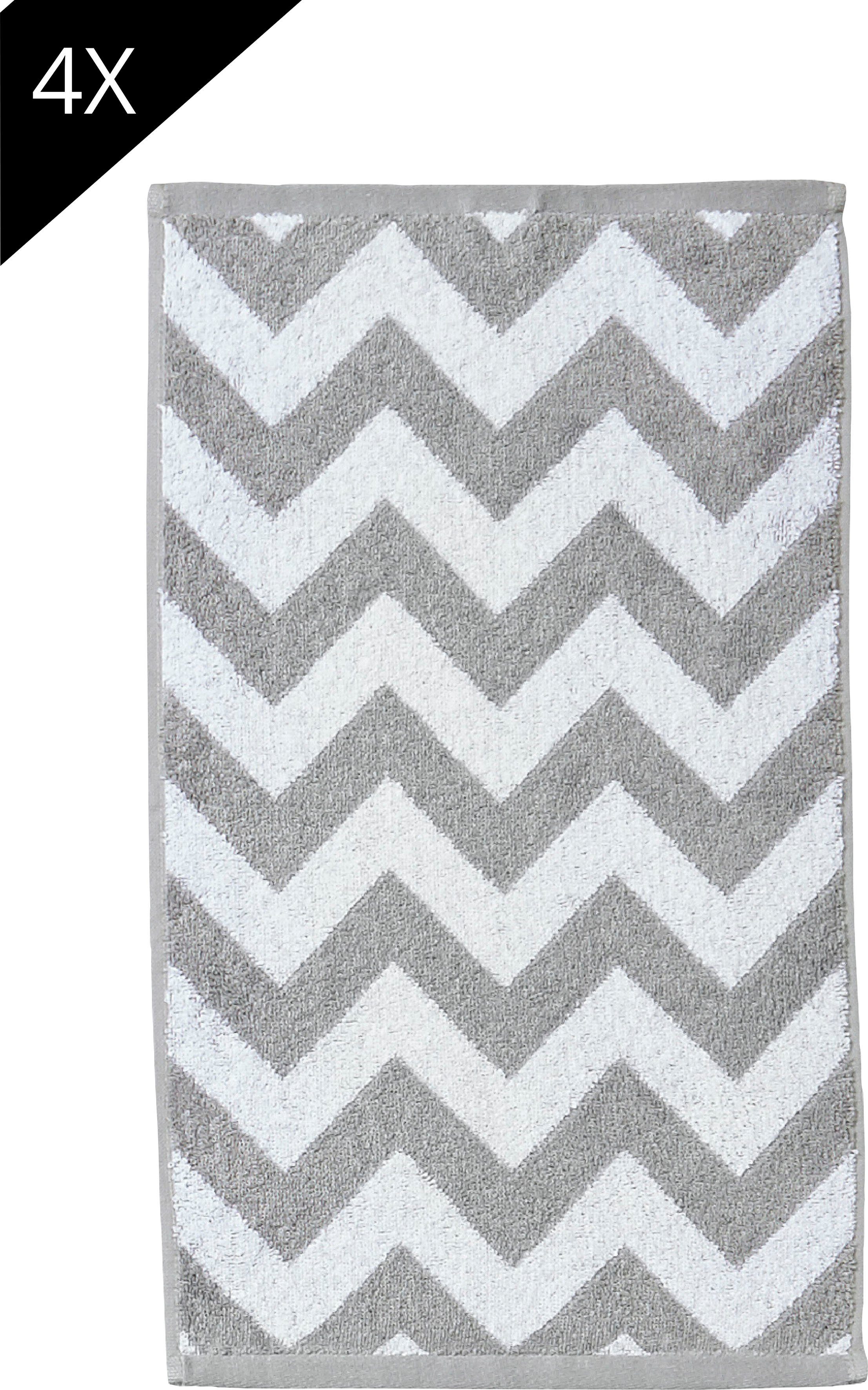 done.® Handtuch Set Daily Shapes ZickZack, Jacquard-Walkfrottier (Set, 4-St günstig online kaufen