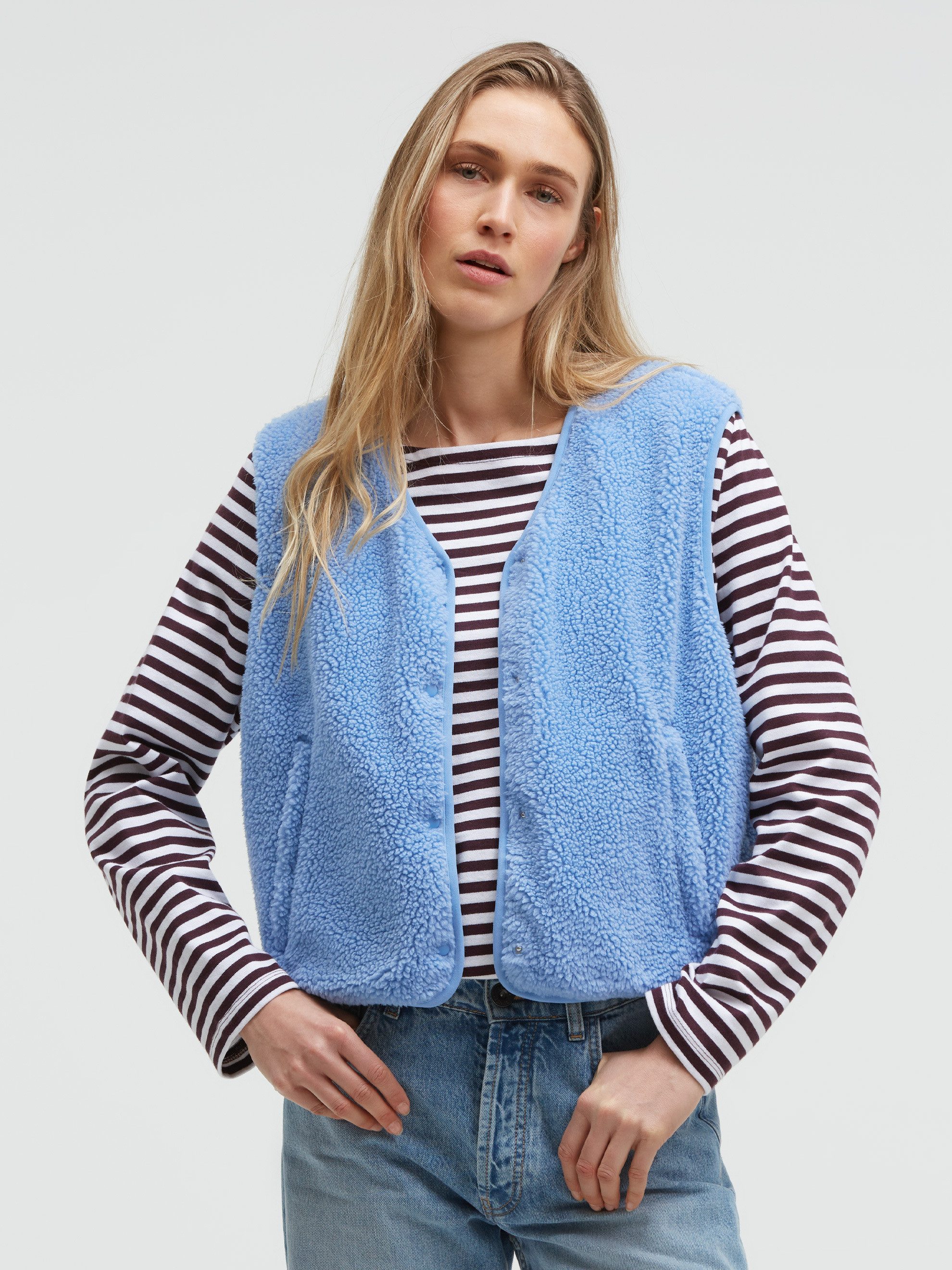 SENSES.THE LABEL Fleeceweste mit Druckknopfleiste