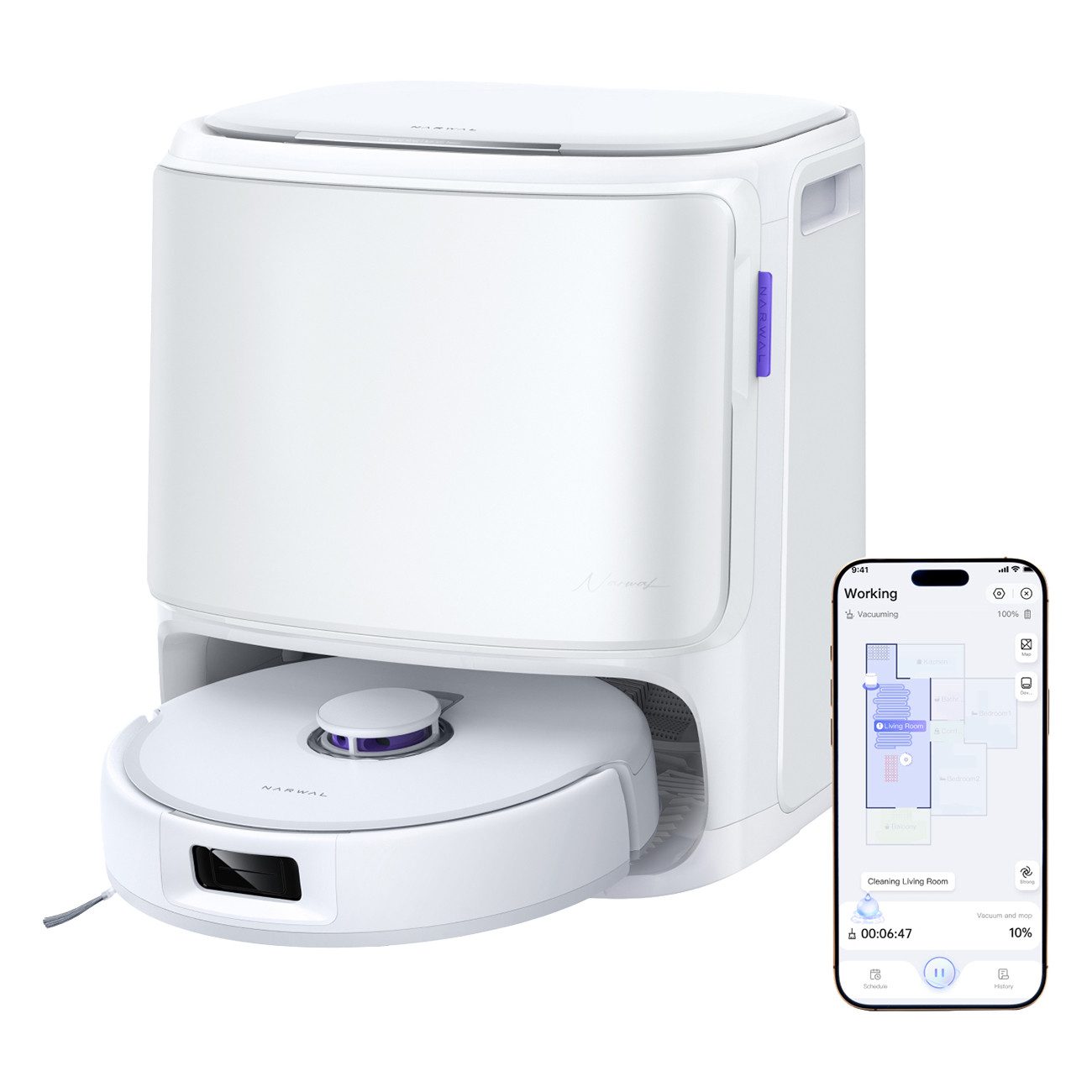 Narwal Saugroboter Freo X10 Pro, mit Beutel, App-Steuerbar, Hindernissensor, Rückkehr zur Station, Wischfunktion