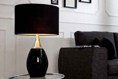 riess-ambiente Tischleuchte CARLA 60cm schwarz / silber, ohne Leuchtmittel, Tischlampe · Modern Design · mit Leinenschirm