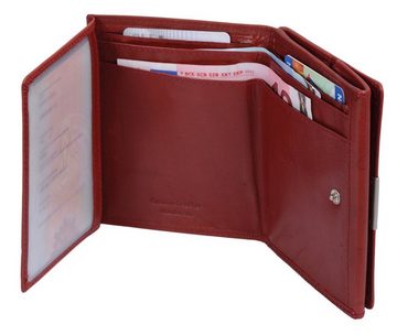 Basic Geldbörse große rote Wiener Schachtel Geldbörse Echt Leder, XXL Kleingeldfach
