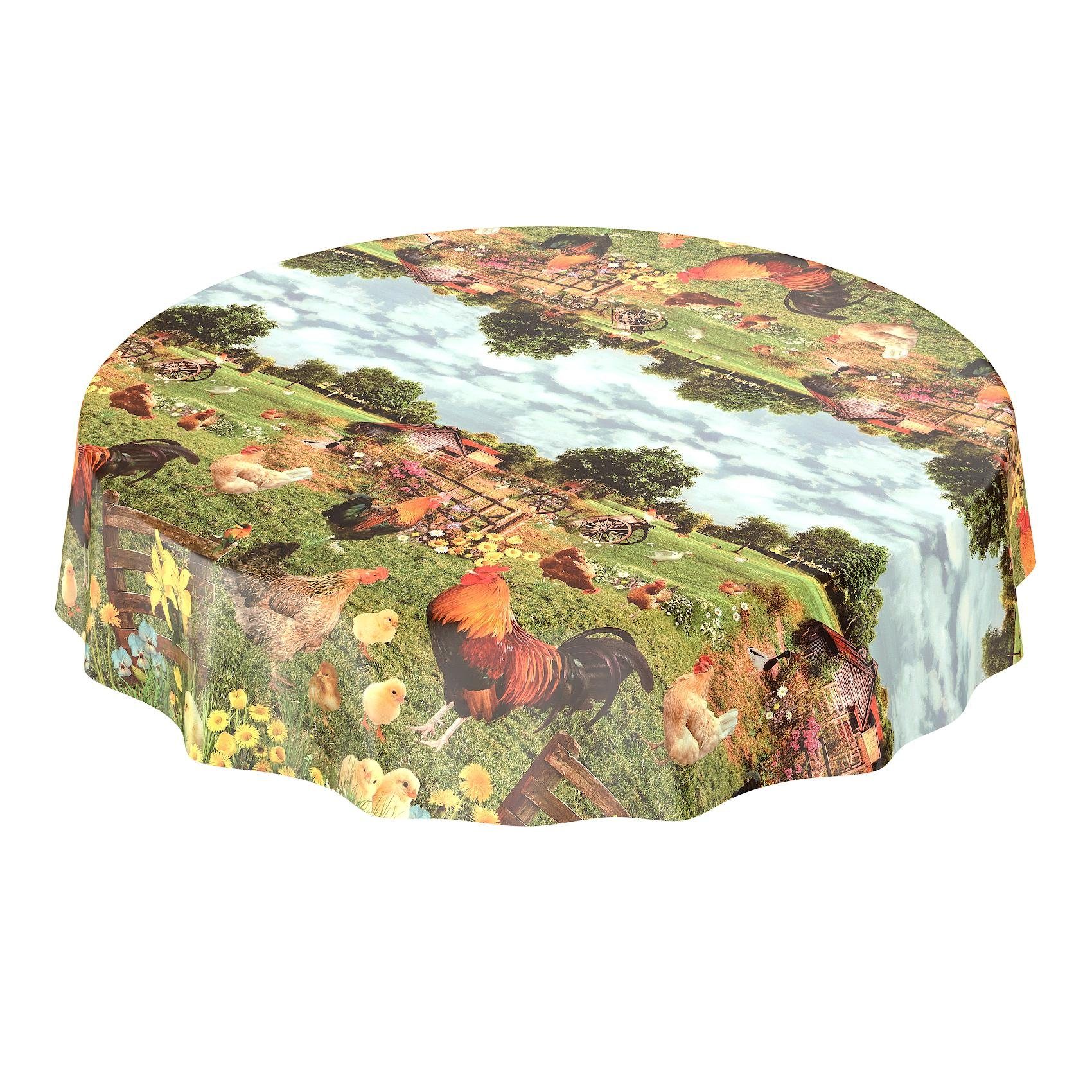 ANRO Tischdecke Wachstuchtischdecke Gartentischdecke Wachstischdecke (Einzelstück 1-tlg), Glatt Rund 100cm wasserabweisend