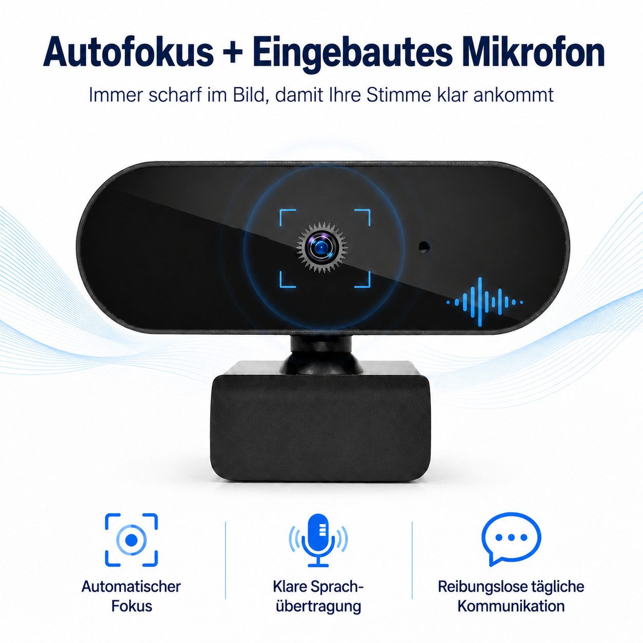 XEOOCE Webcam, 2K, Autofokus, Mit Mikrofon, 1 Stück, Schwarz Vollformat-Digitalkamera