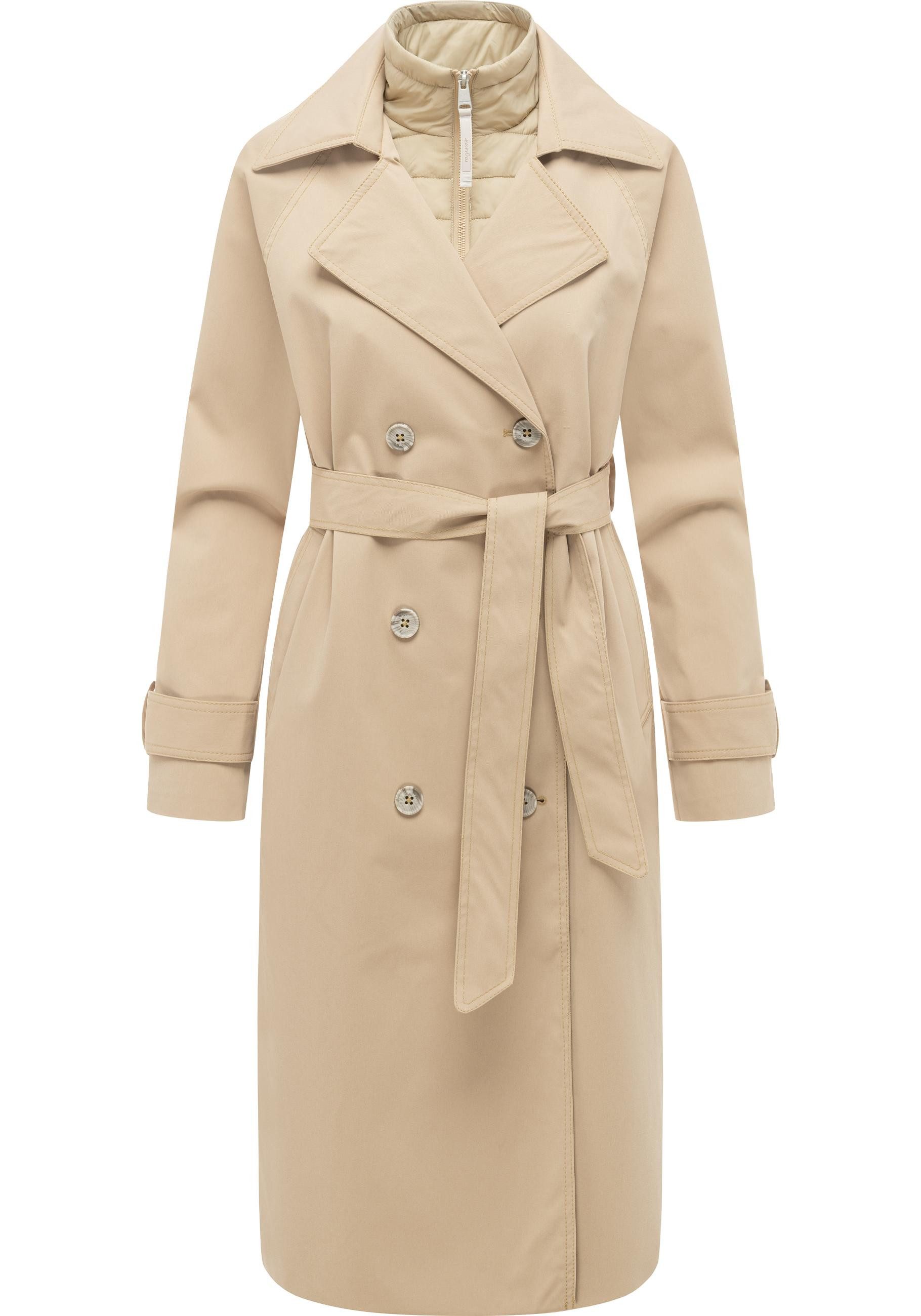 Ragwear Trenchcoat Trenchie Y Damen Übergangsmantel mit herausnehmbarem Inlay