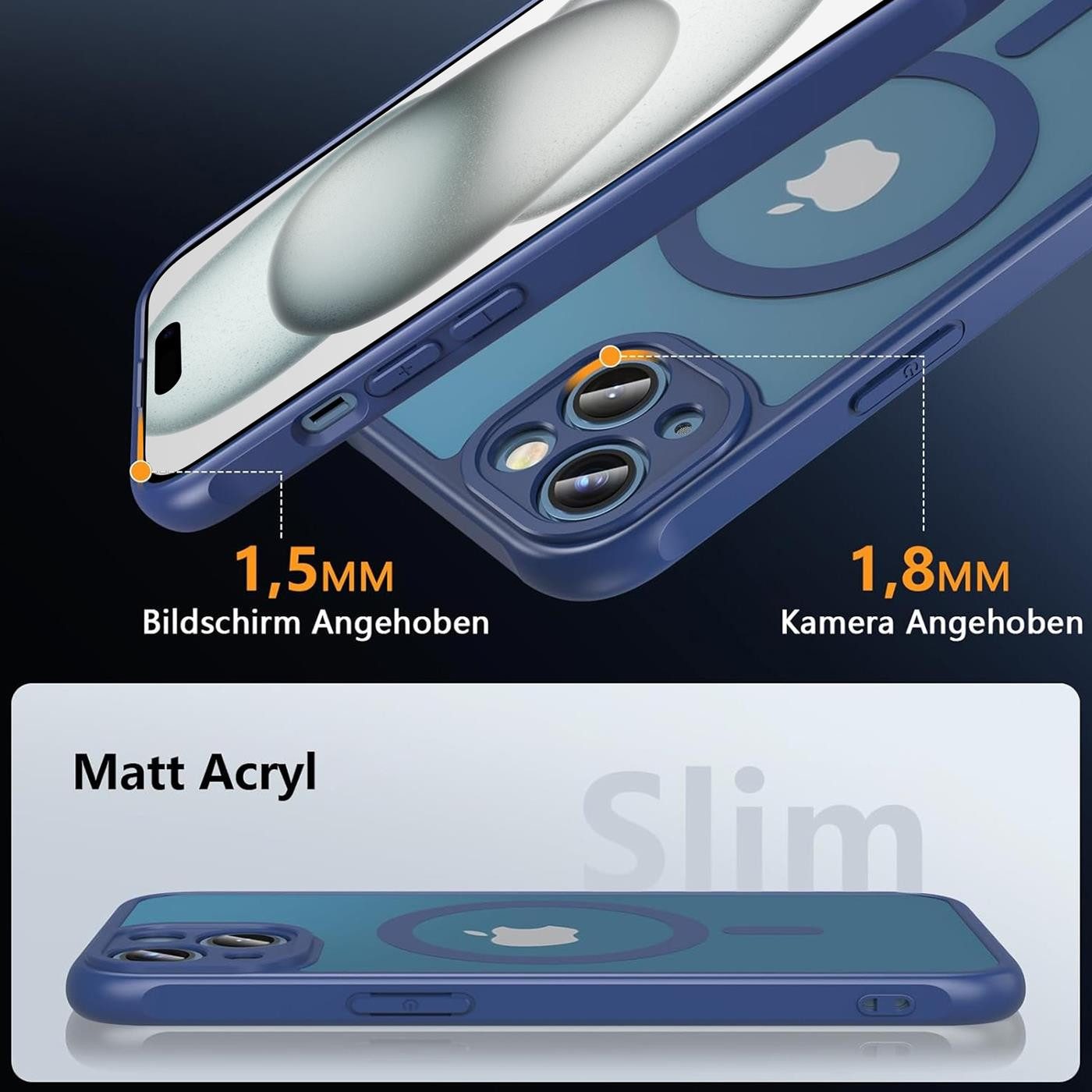 CoolGadget Handyhülle für Apple iPhone 15 6,1 Zoll, Kamera Schutz Hülle Silikon Hard Case Schutzhülle für Magsafe Zubehör – Bild 2 von 5
