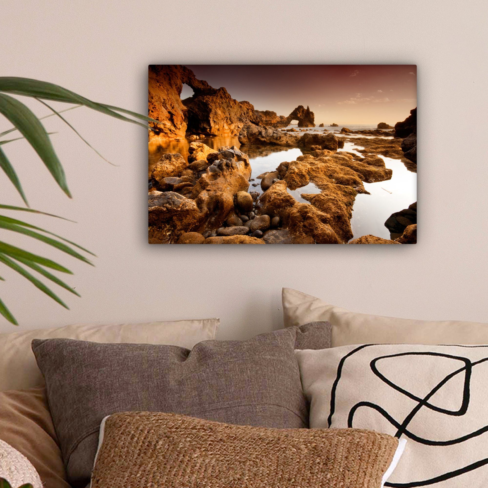 cm Gran Wandbild Wanddeko, Aufhängefertig, Canaria, 30x20 Leinwandbilder, Felsenküste Leinwandbild OneMillionCanvasses® von (1 St),
