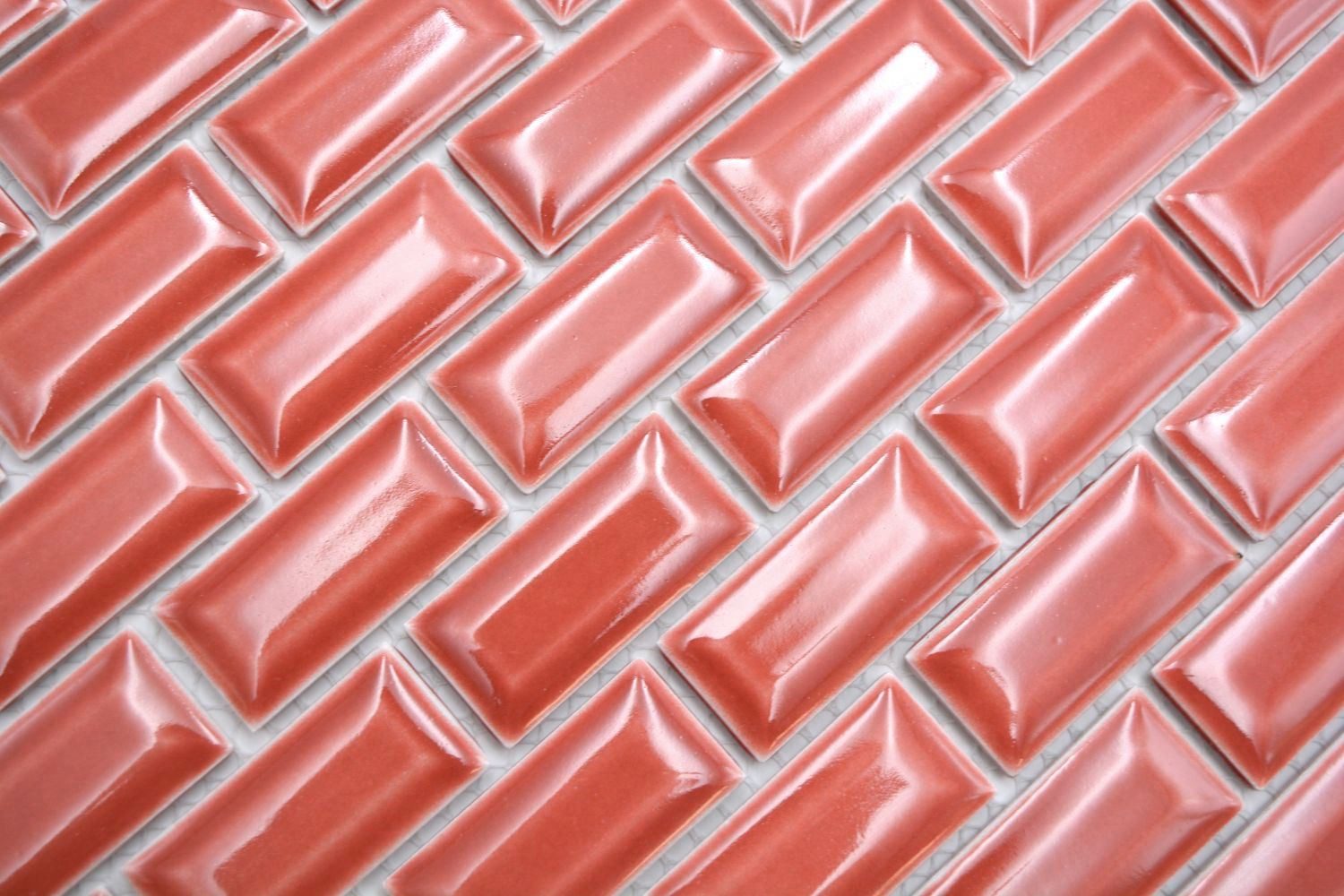 Mosani Mosaikfliesen Rechteckiges Keramikmosaik Mosaikfliesen rot glänzend