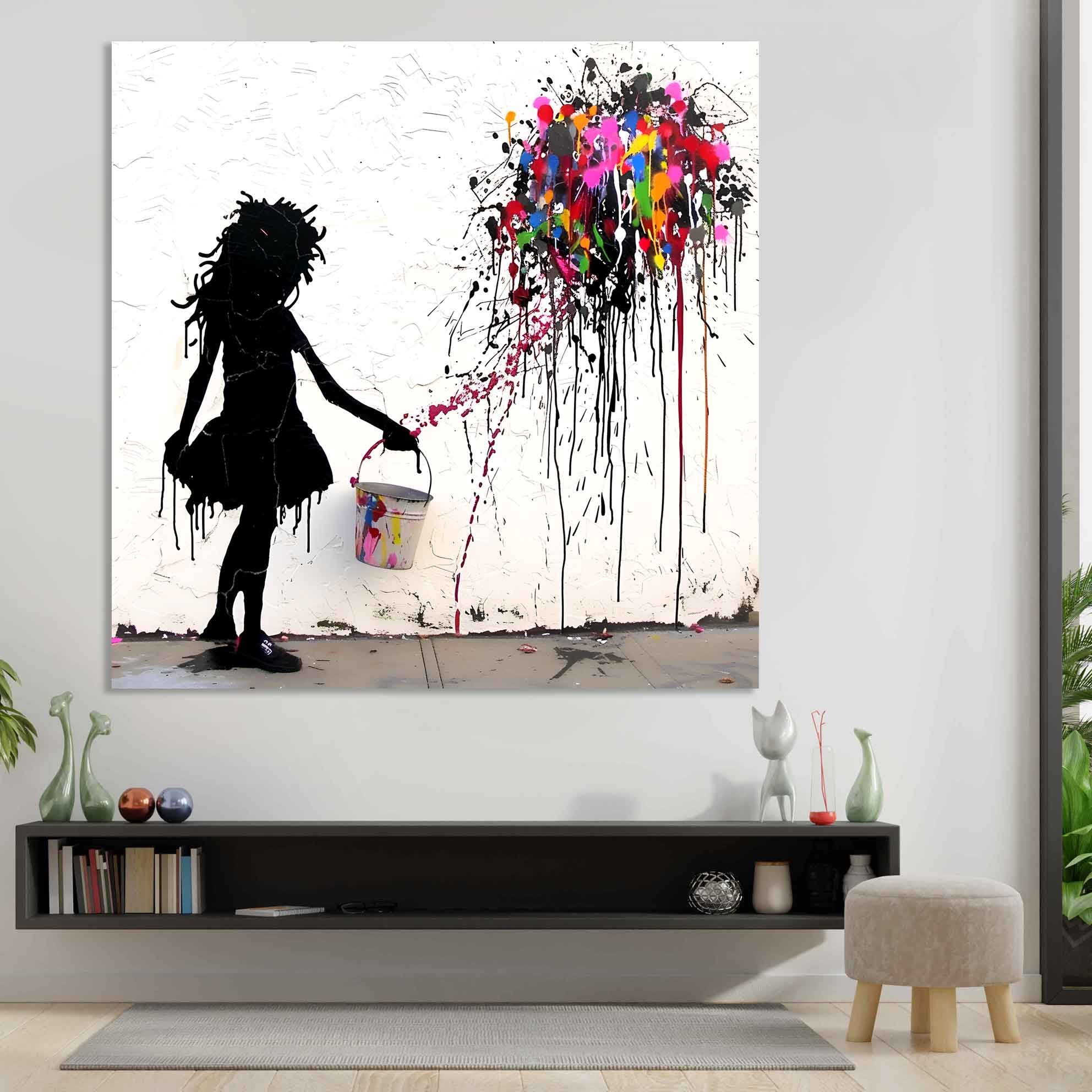 Leinwando Gemälde Leinwandbild Banksy Color Crash - Popart bilder / kunstdruck – Bild 2 von 4