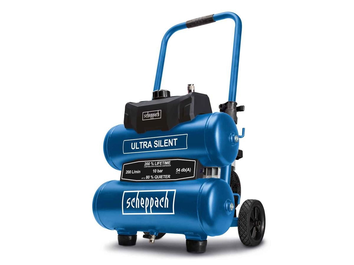 Scheppach Kompressor HC20Si Twin, 750 W, max. 10 bar, 20 l, Silent-Kompressor Schallwert 54 dB