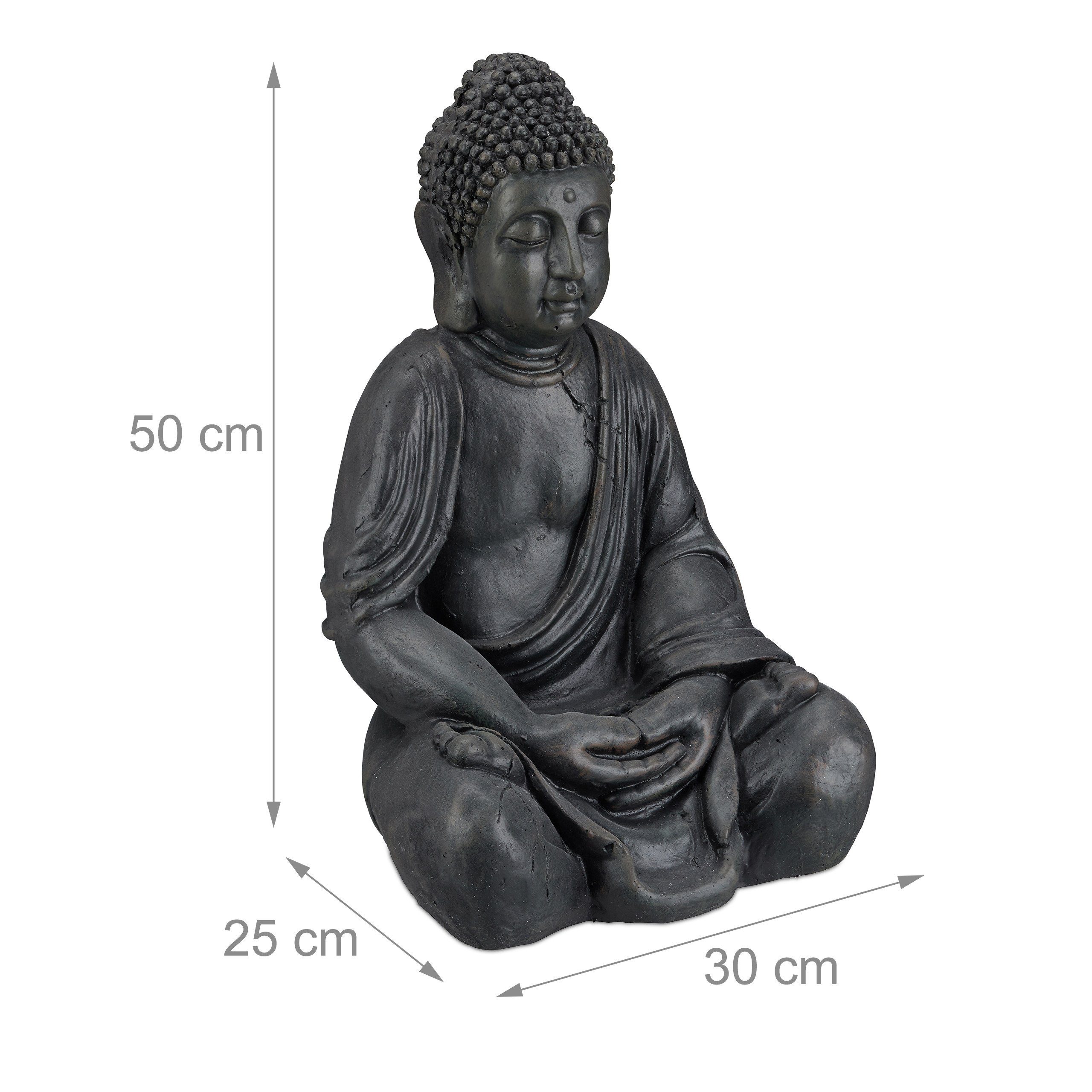 relaxdays Buddhafigur Buddha Figur 50 cm (1 St), Dunkelgrau – Bild 4 von 5