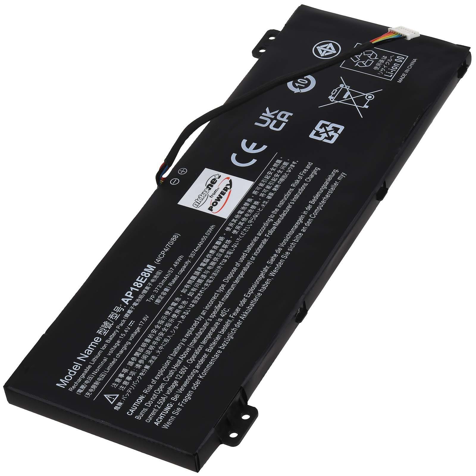 Powery Akku für Acer Typ AP18E8M Laptop-Akku 3700 mAh (15.4 V)