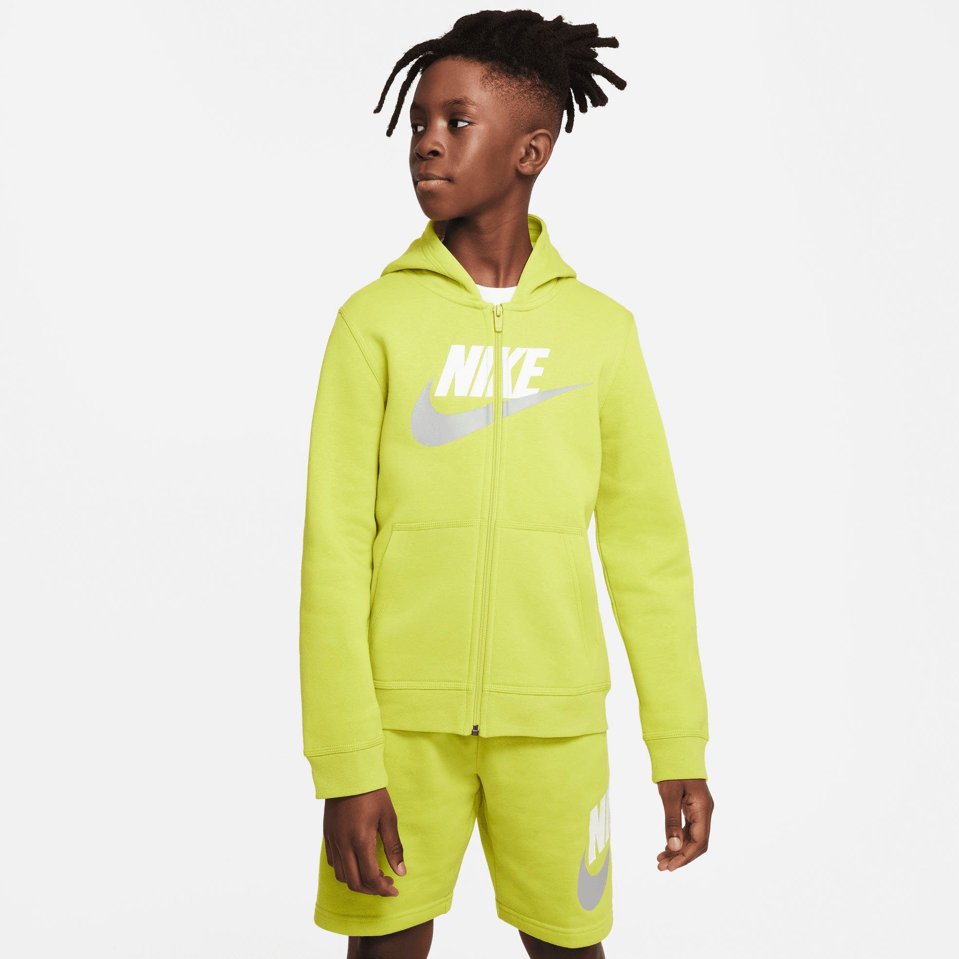 Nike Sportswear Kapuzensweatjacke Club Fleece Big Kids' (Boys) Full-Zip Hoodie grün