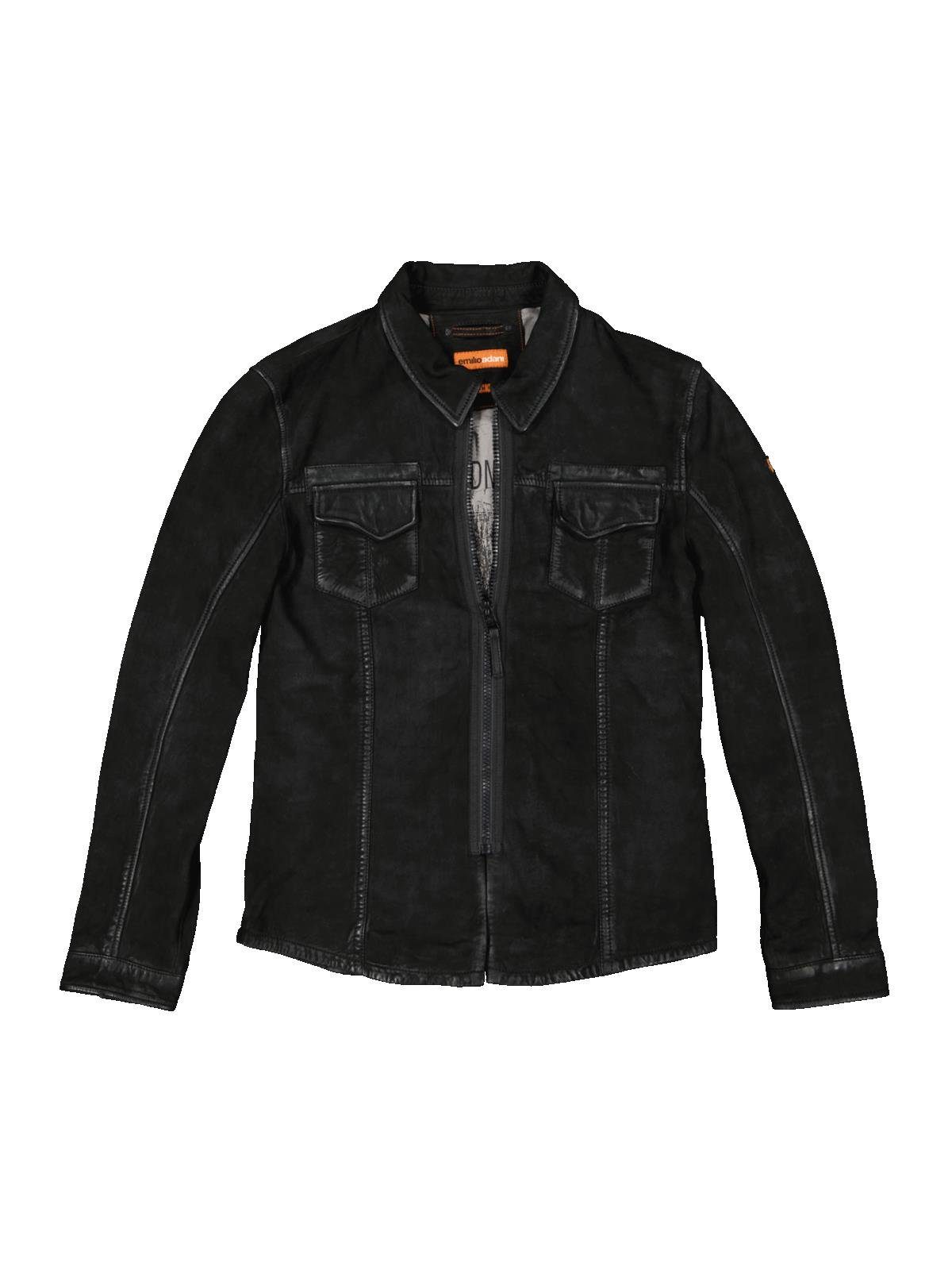Lederjacke Herren Lederjacke slim fit, Schwarz