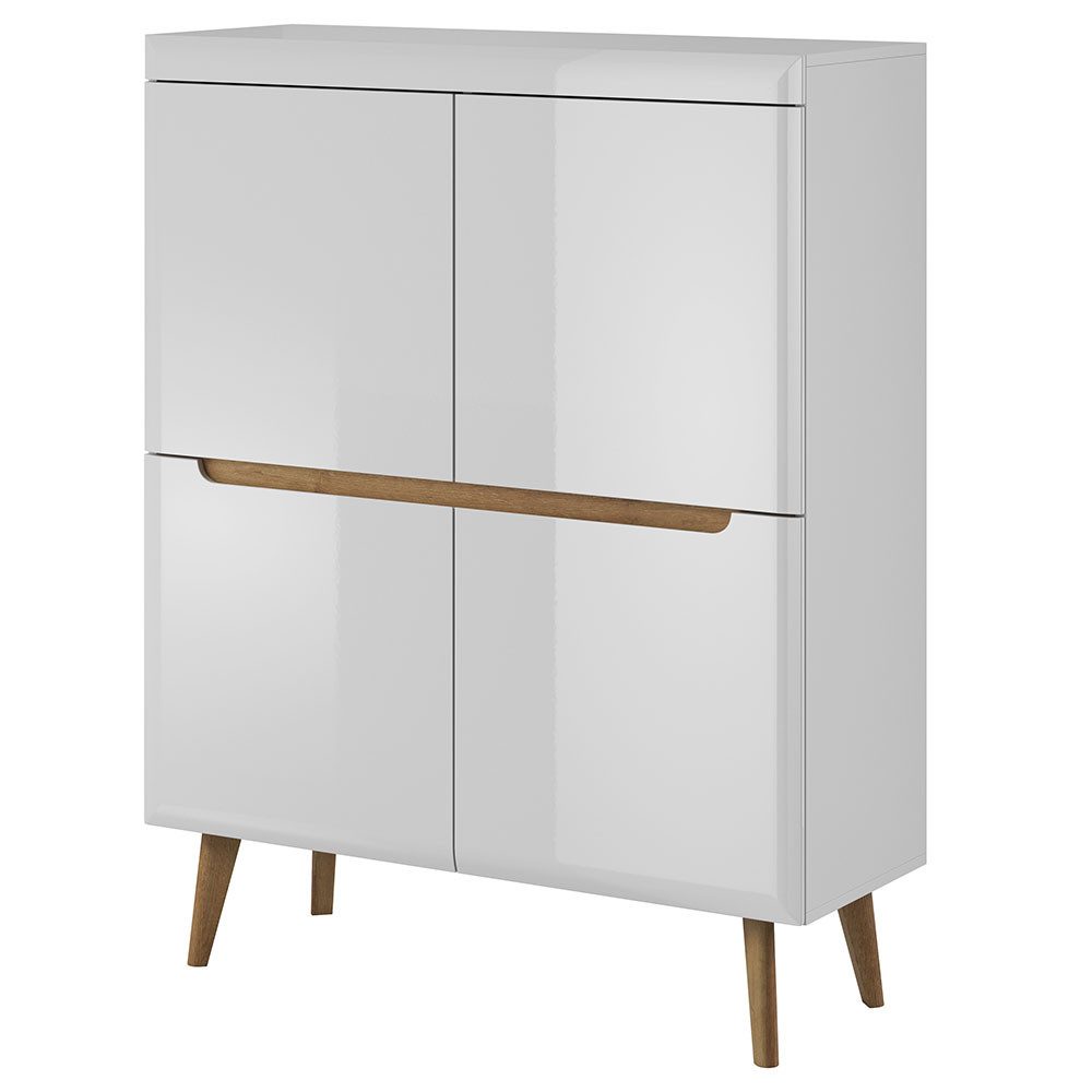 Feldmann-Wohnen Kommode Nordi (Nordi, 1 St., Kommode mit 4 Drehtüren), 107cm weiß / weiß hg riviera eiche
