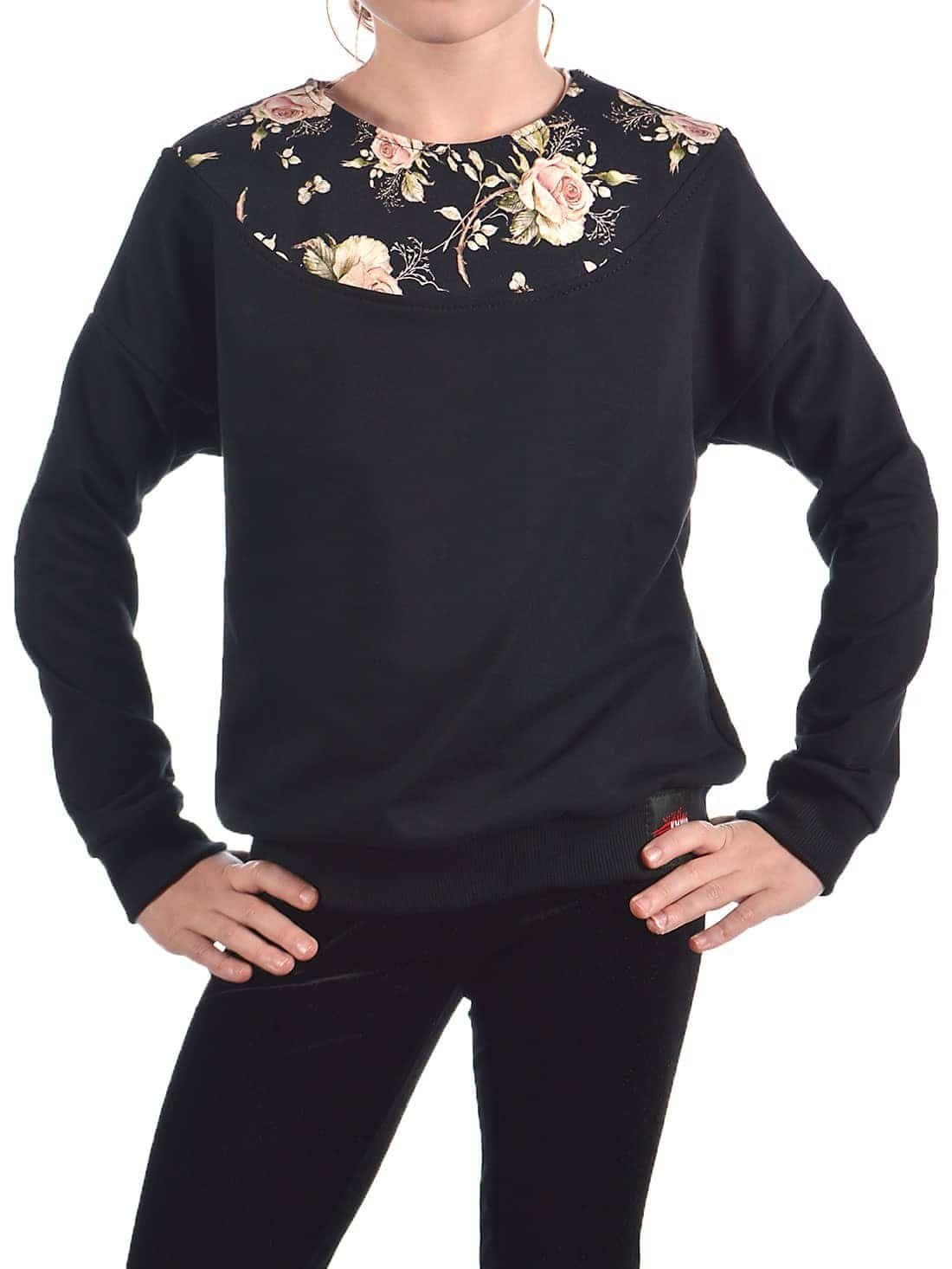 KMISSO Sweatshirt Mädchen Pullover mit Motiv (1-tlg) Schwarz