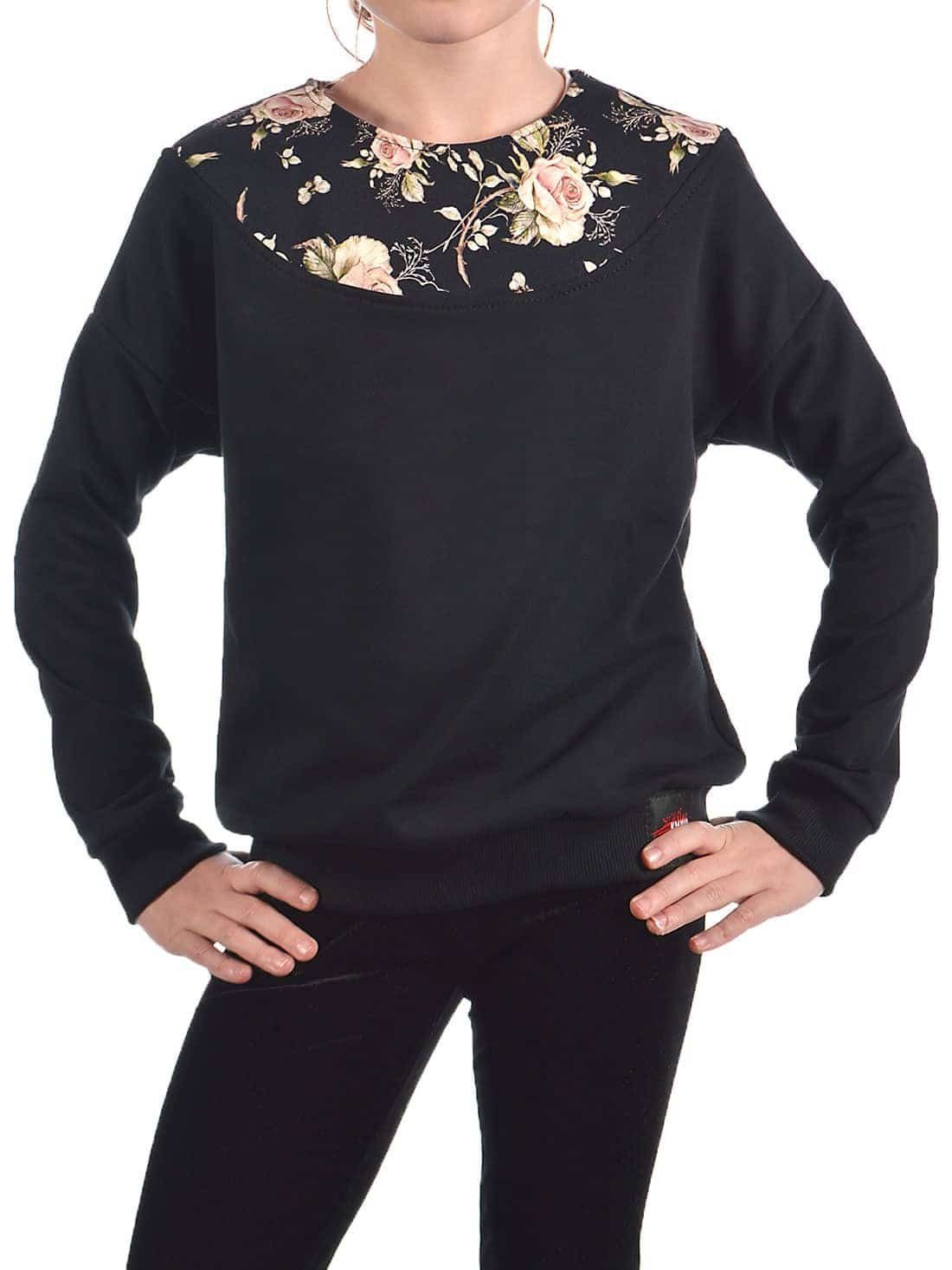 KMISSO Sweatshirt Mädchen (1-tlg) Schwarz Motiv mit Pullover