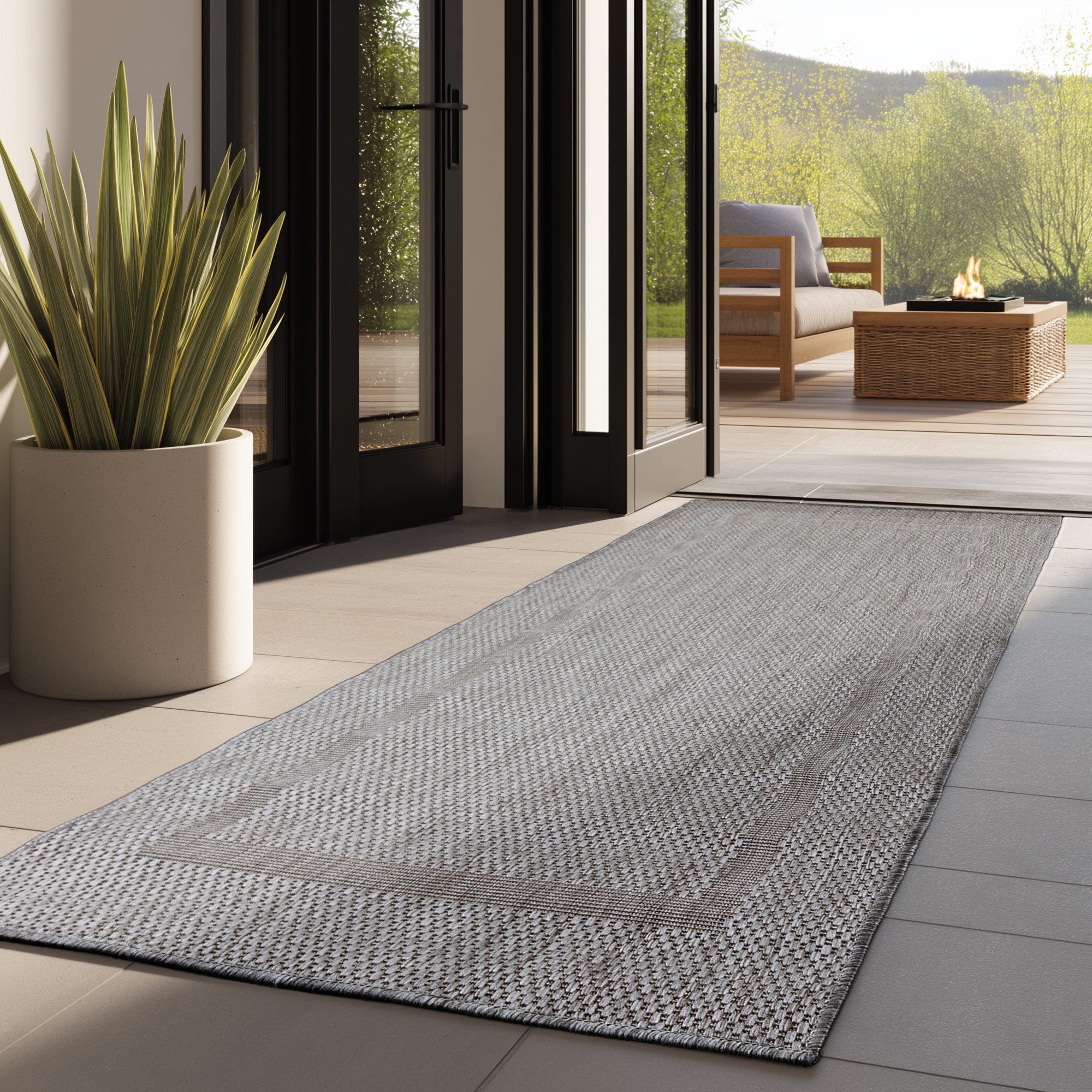 Carpettex Outdoorteppich Unicolor - Einfarbig, Läufer, Höhe: 5 mm, Teppich Wetterfest Balkon Küchenteppich Flachgewebe Sisaloptik