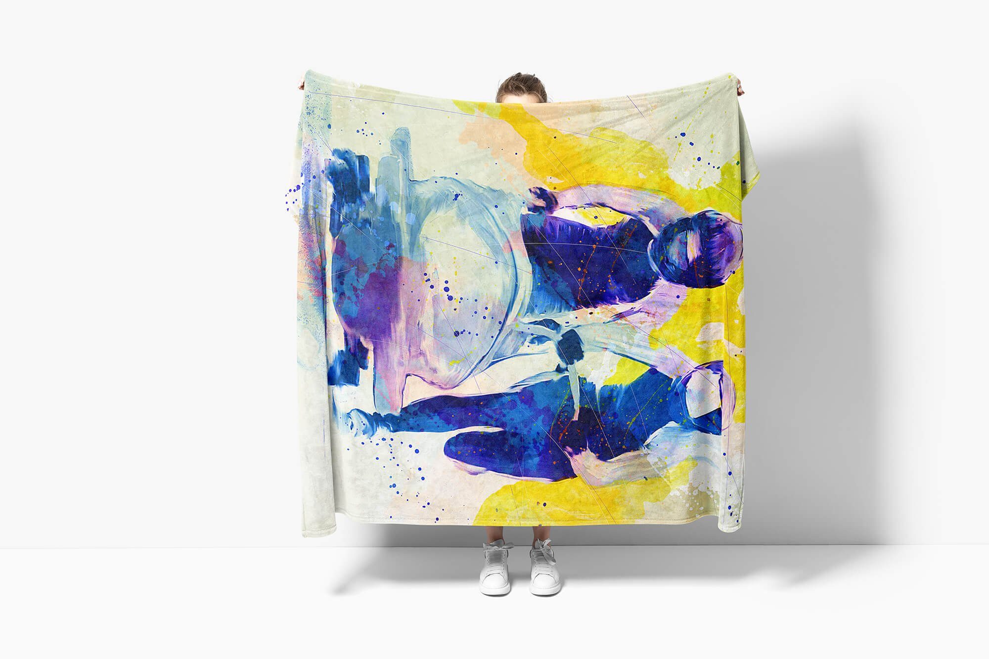 Kuscheldecke (1-St), III Art Sport Baumwolle-Polyester-Mix SplashArt Spo, Kunstvoll Bobsport Handtuch Handtuch Saunatuch Sinus Strandhandtuch Handtücher