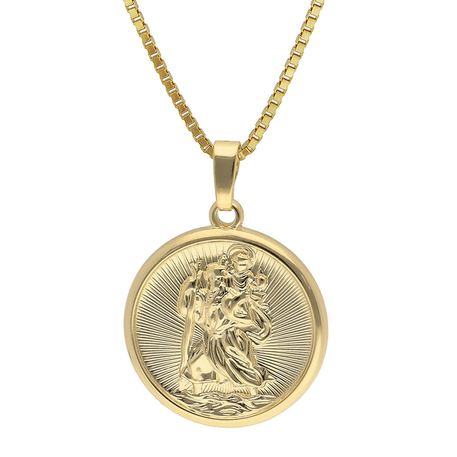Kette mit Anhänger Christophorus Anhänger Gold 333/8K mit vergoldeter Silberkette