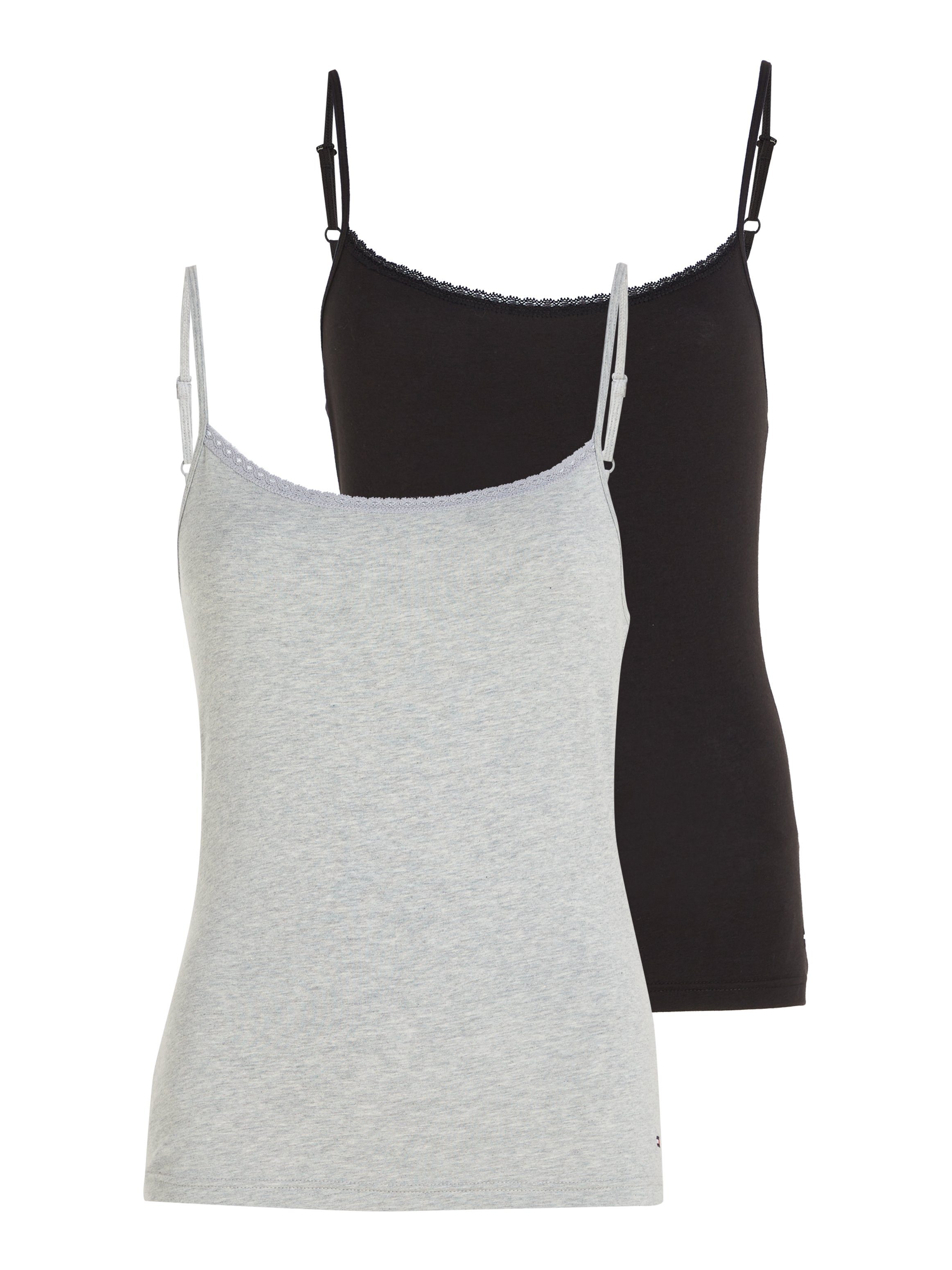 2er-Pack) (Packung, PACK Black/Grey_Heather Hilfiger WITH 2 CAMI Spaghettitop Tommy Underwear LACE
