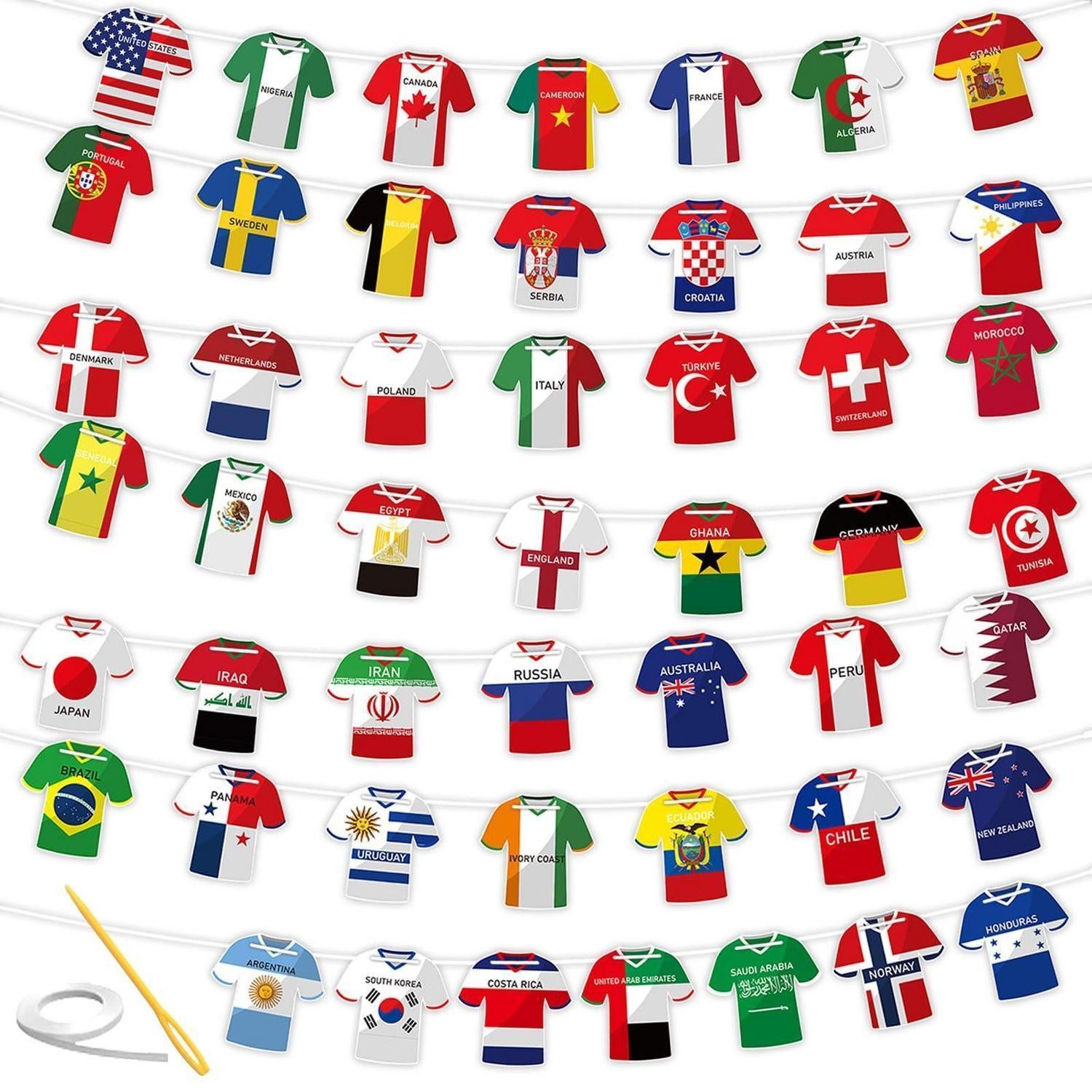 LuxusKollektion Wimpelkette 2026 Fußball Trikot Wimpelkette 49 Länderflaggen