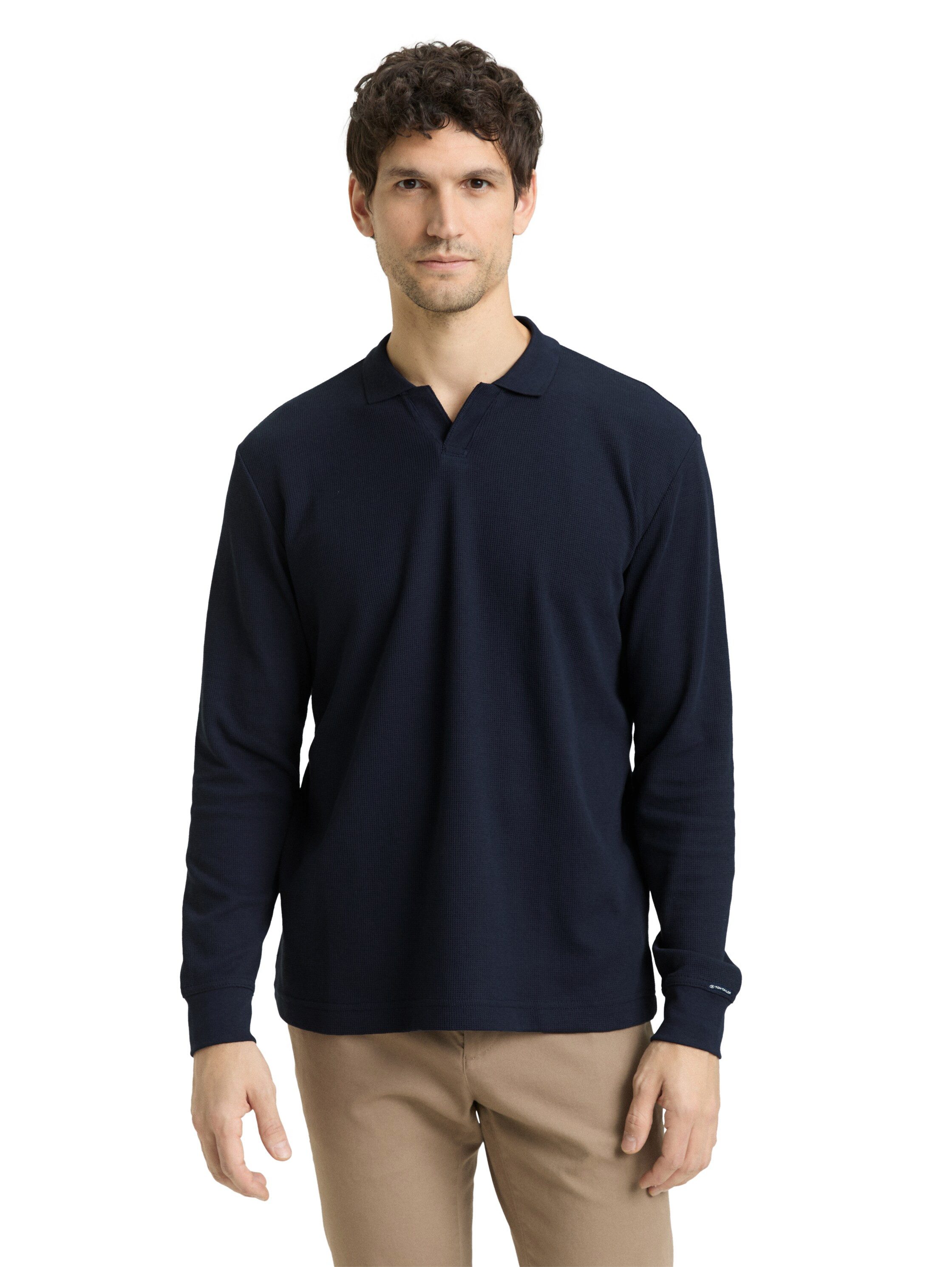 TOM TAILOR Langarm-Poloshirt mit Logo Stickerei günstig online kaufen