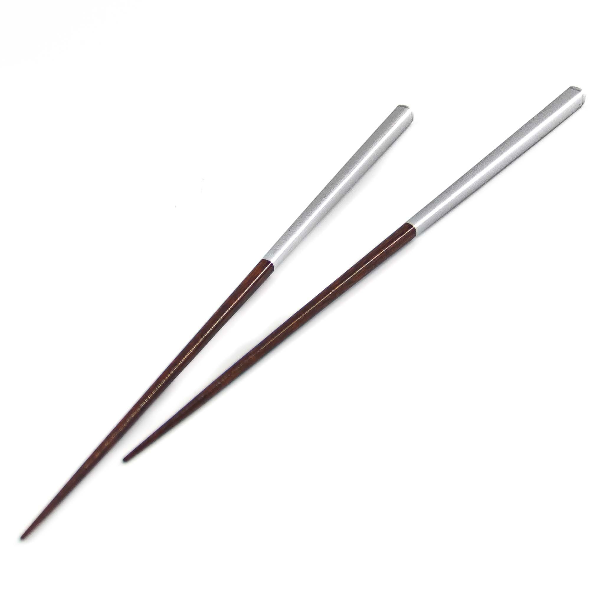 teayumi Essstäbchen SHIROGANEEDA Hashi Essstäbchen Rotbraun Silber