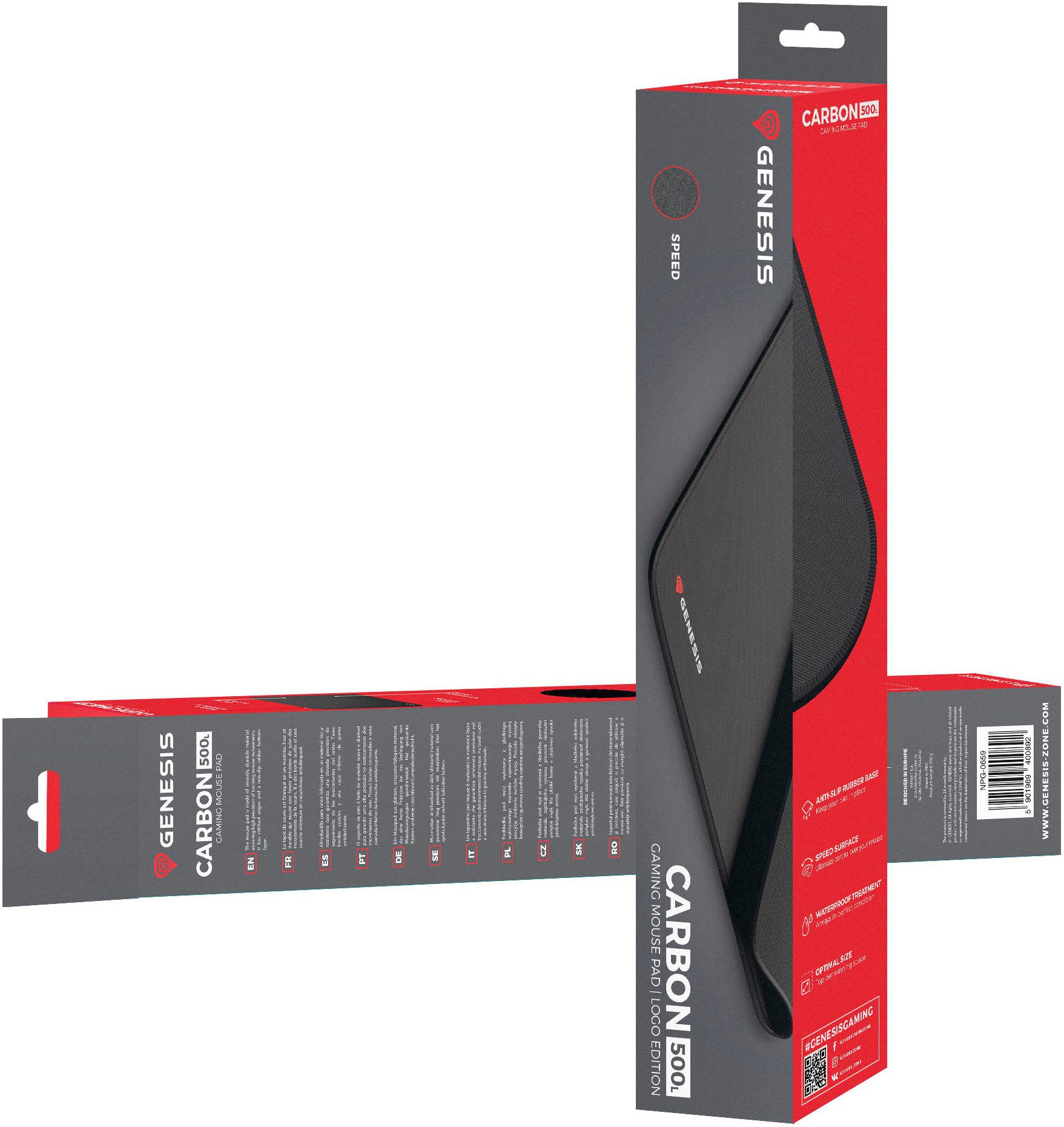 Genesis Mauspad CARBON 500 "LOGO" L (400mm x 330mm)